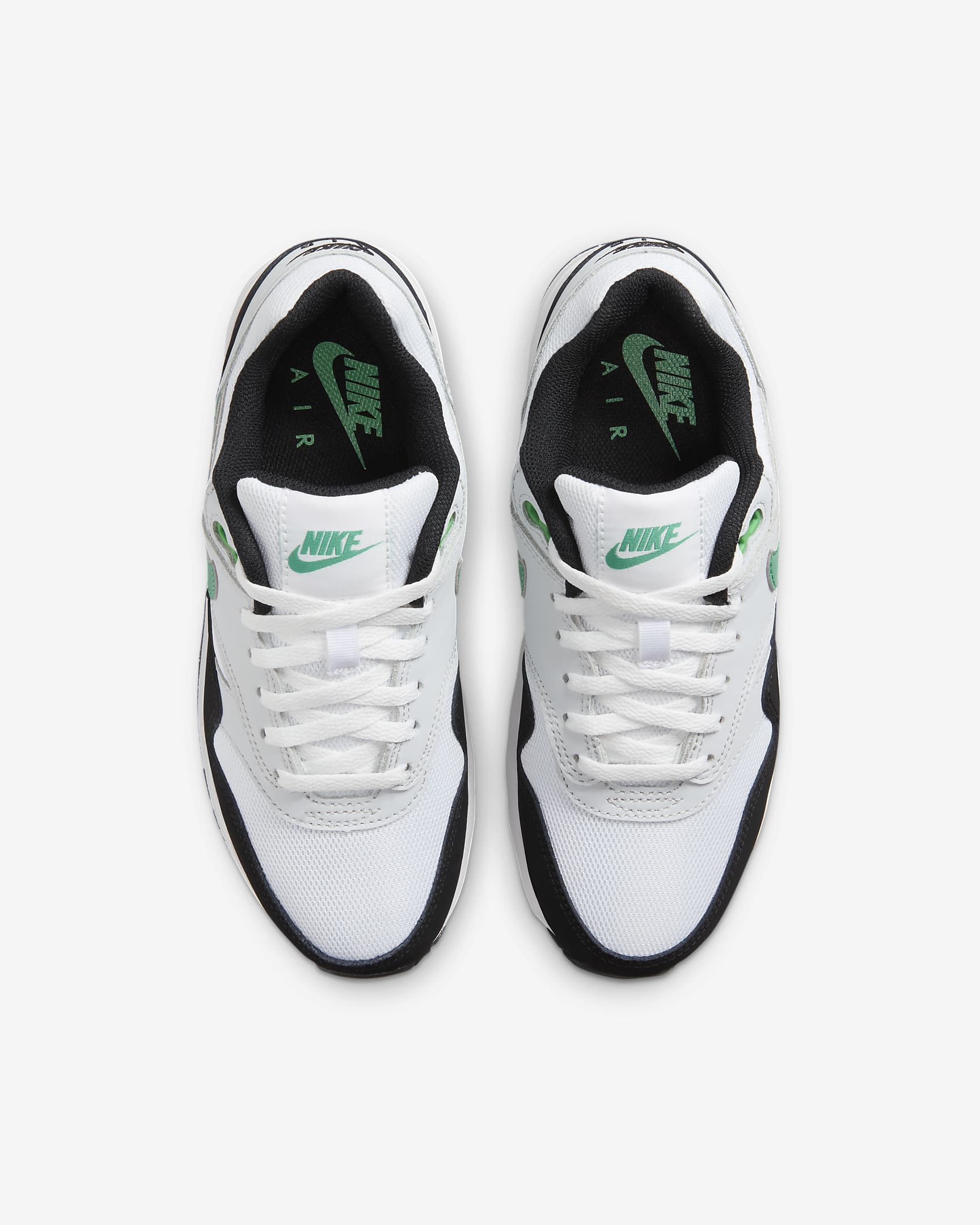 Air Max 1 Older Kids' Shoes - White/Pure Platinum/Black/Stadium Green