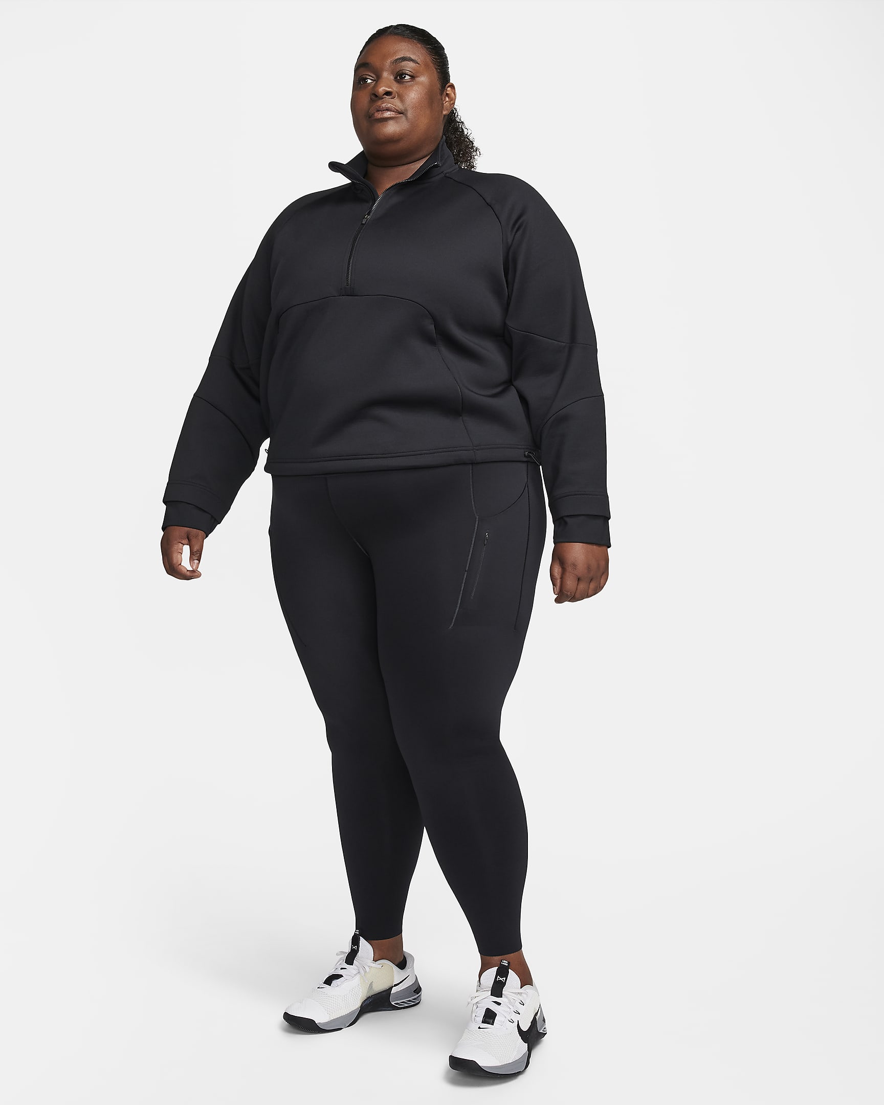 Nike Dri-FIT Prima Women's 1/2-Zip Training Top (Plus Size) - Black/Black