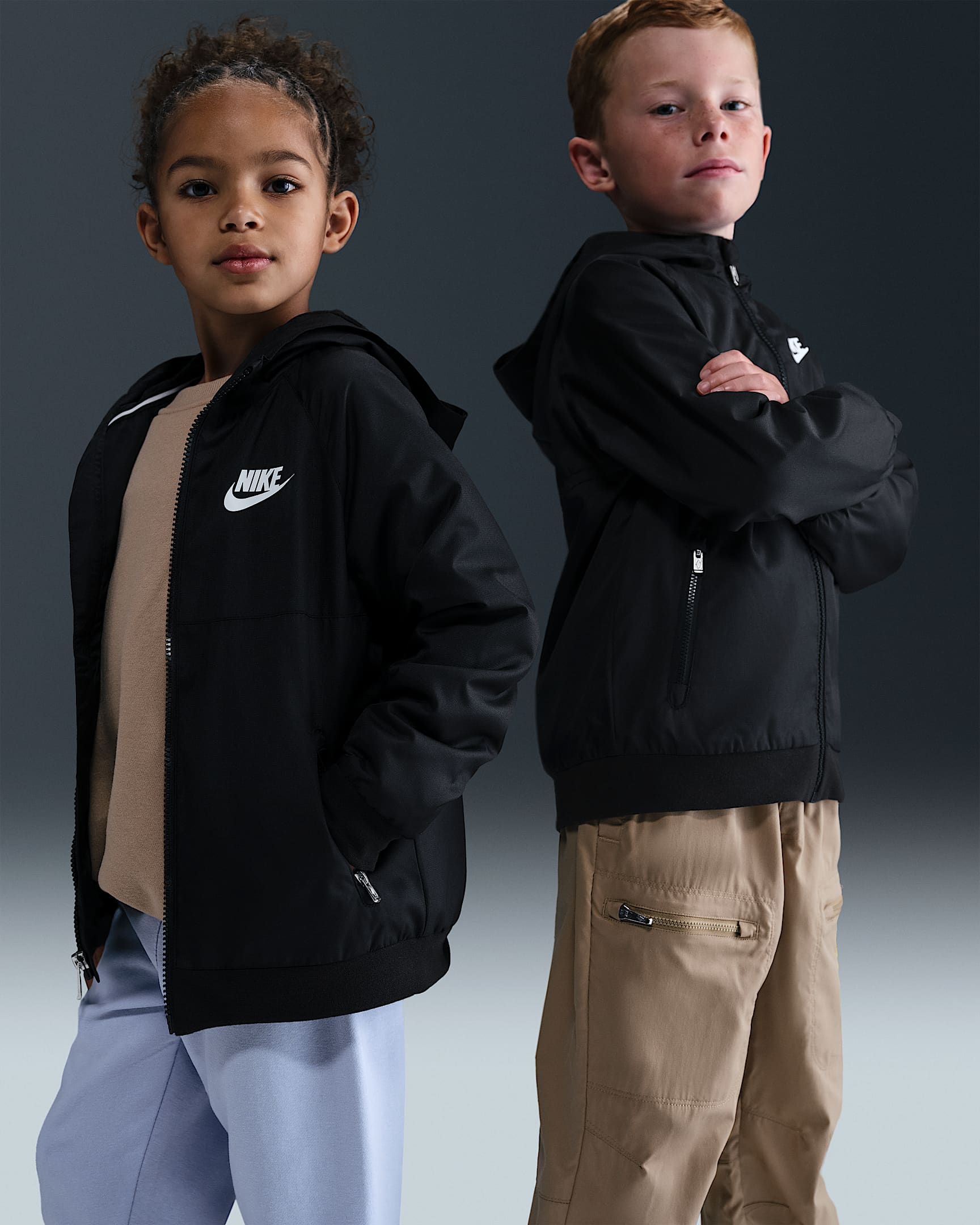 Nike Little Kids' Paneled Windbreaker - Black