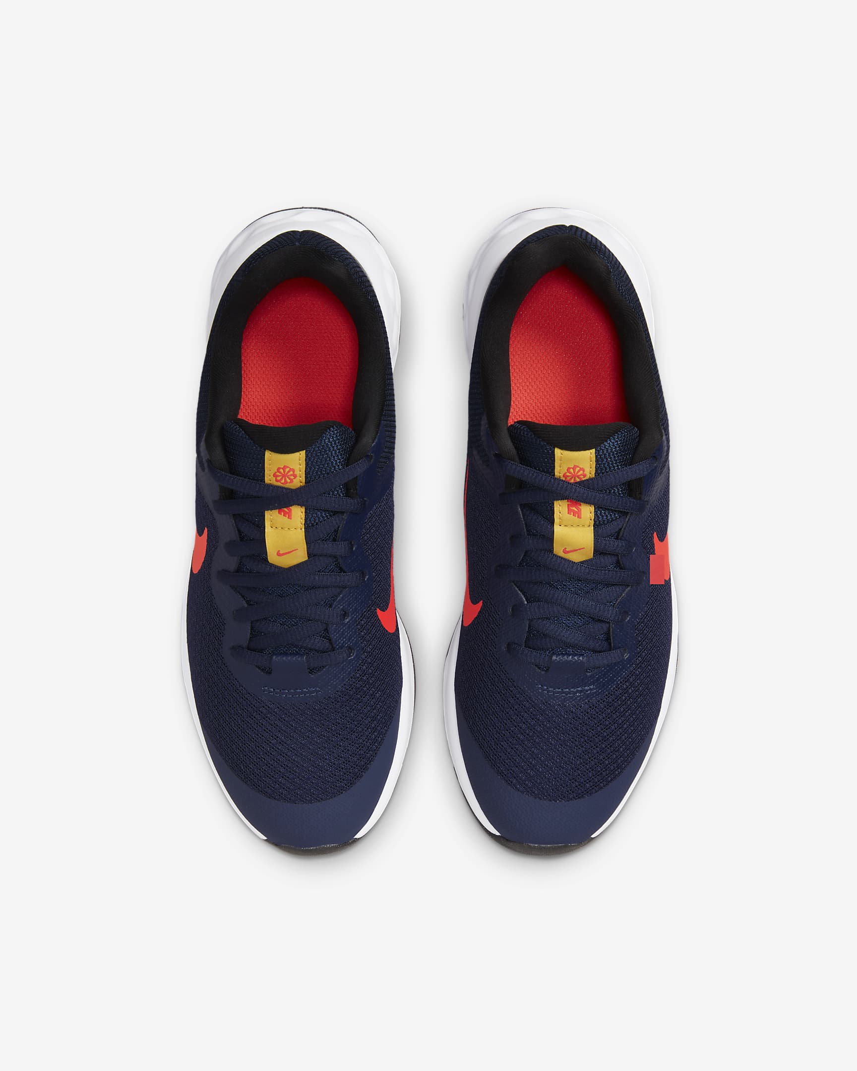 Nike Revolution 6 Big Kids' Road Running Shoes - Midnight Navy/Black/Yellow Ochre/Bright Crimson