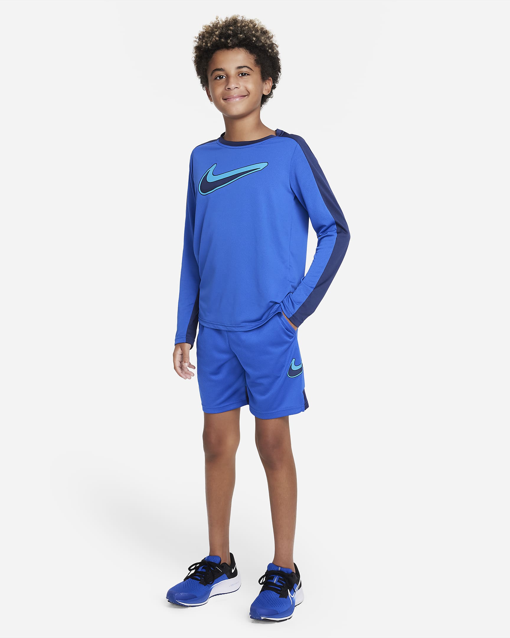 Nike Dri-FIT Performance Big Kids' (Boys') Long-Sleeve Training Top - Game Royal/Midnight Navy