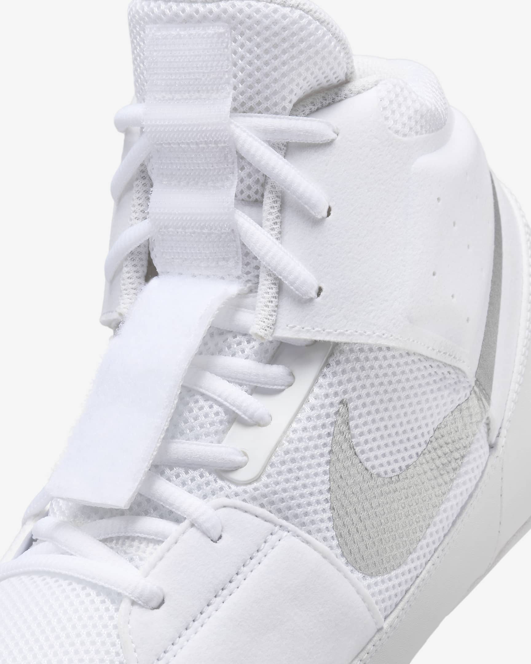 Nike Fury Wrestling Shoes - White/White/Metallic Silver