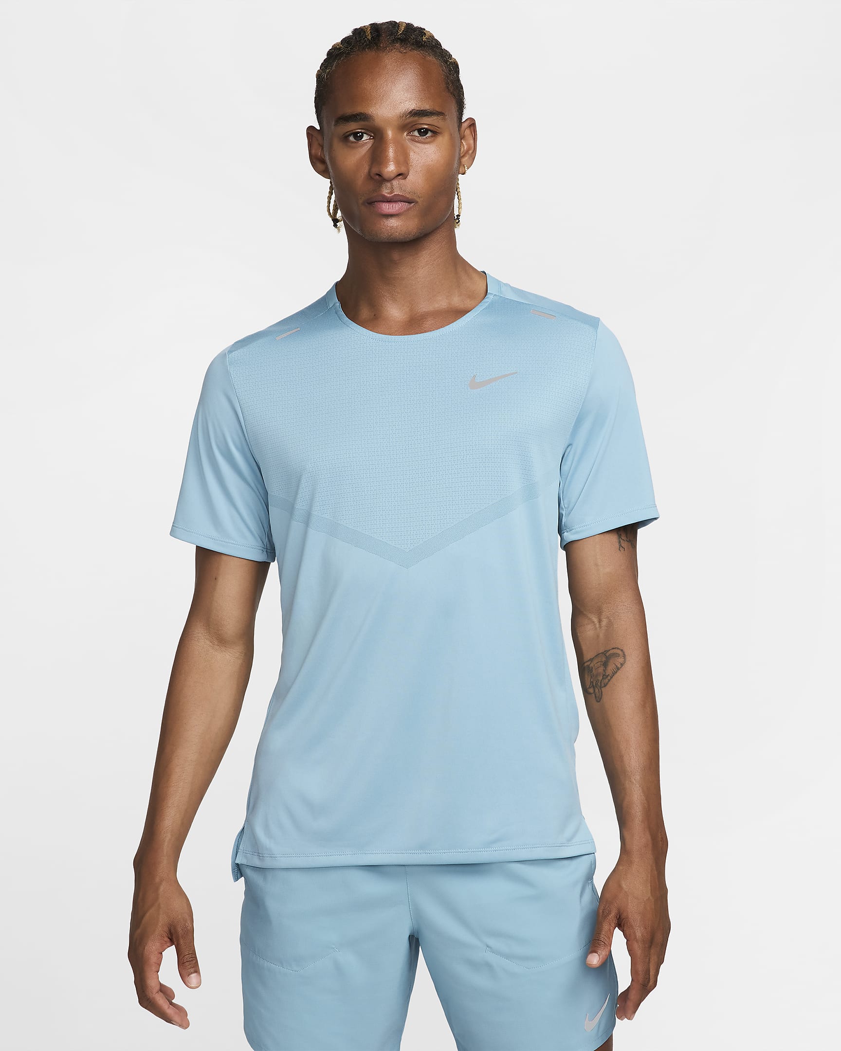 Nike Rise 365 Dri-FIT Kurzarm-Laufoberteil für Herren - Denim Turquoise