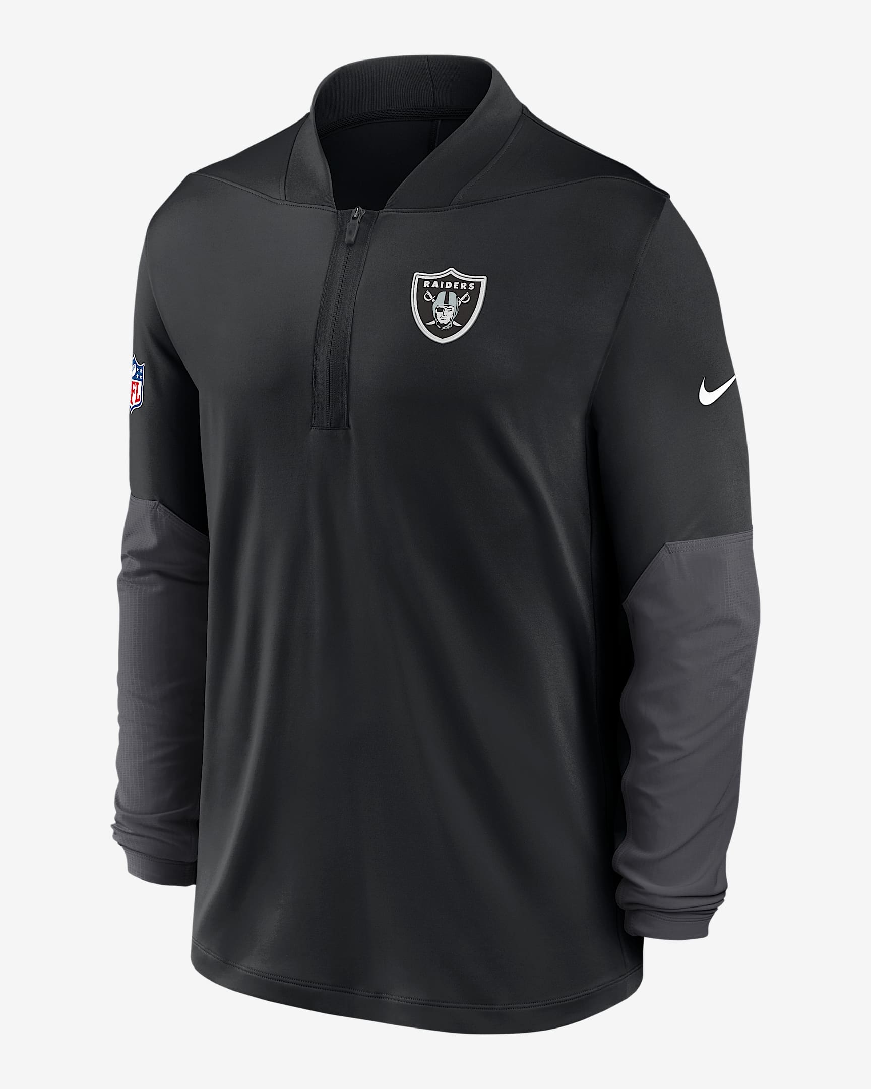 Las Vegas Raiders Feel The Pressure Men's Nike Dri-FIT NFL 1/2-Zip Top - Black