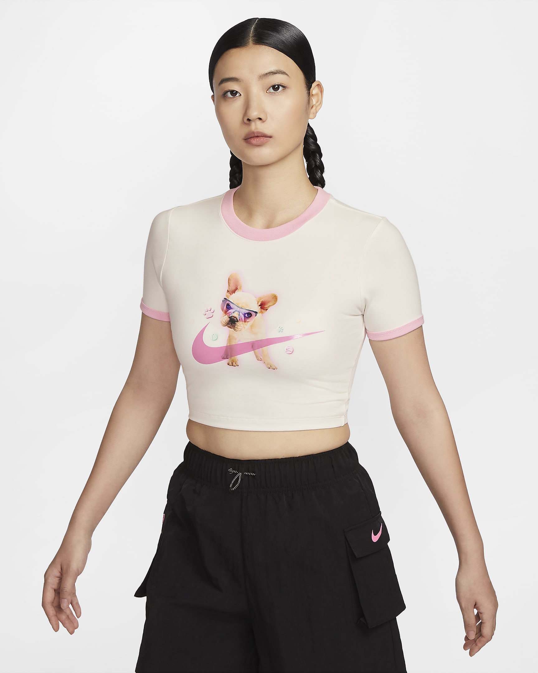 Nike Sportswear 女款合身短版 T 恤 - Sail