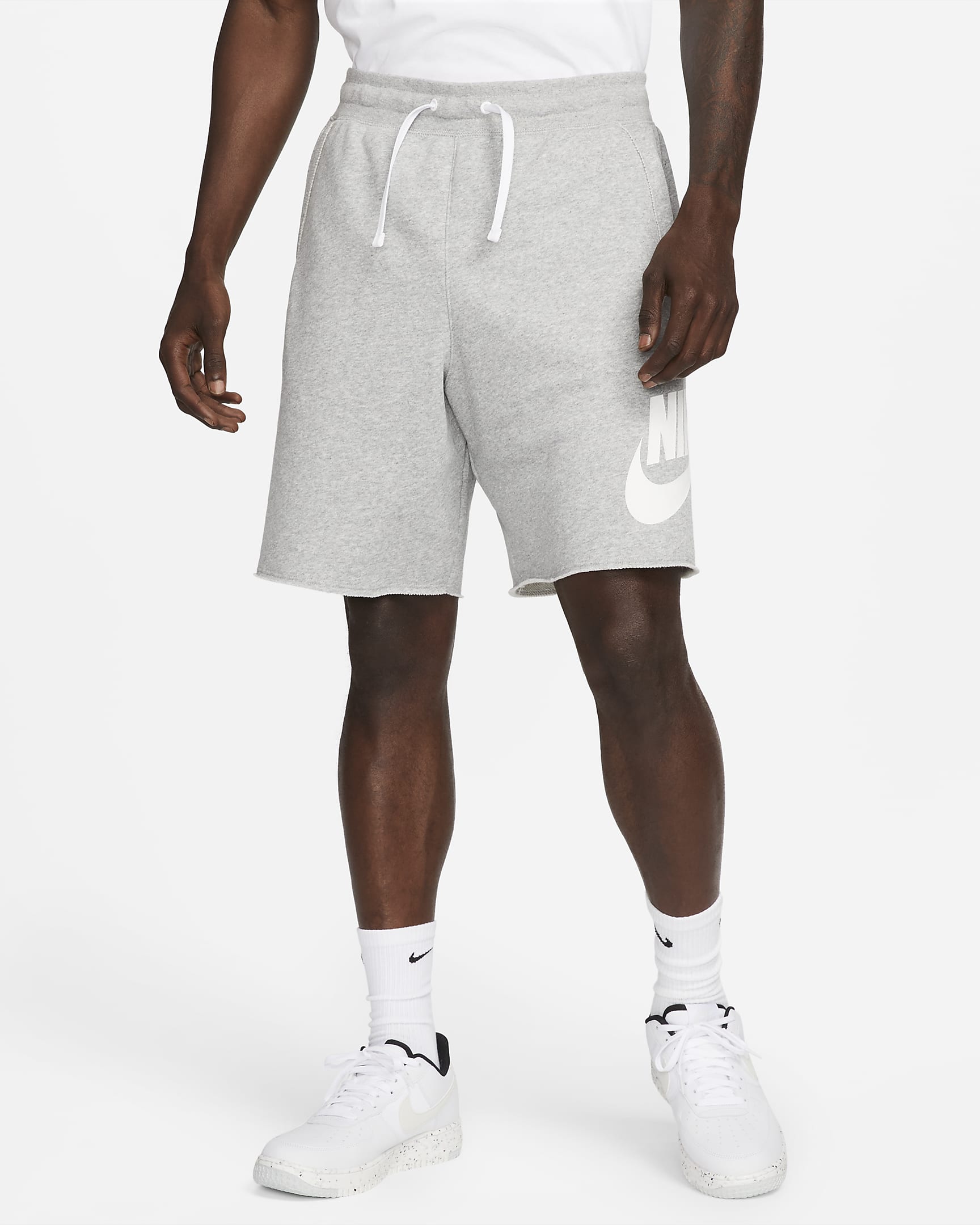 Shorts in French Terry Nike Club Alumni – Uomo - Dark Grey Heather/Bianco/Bianco