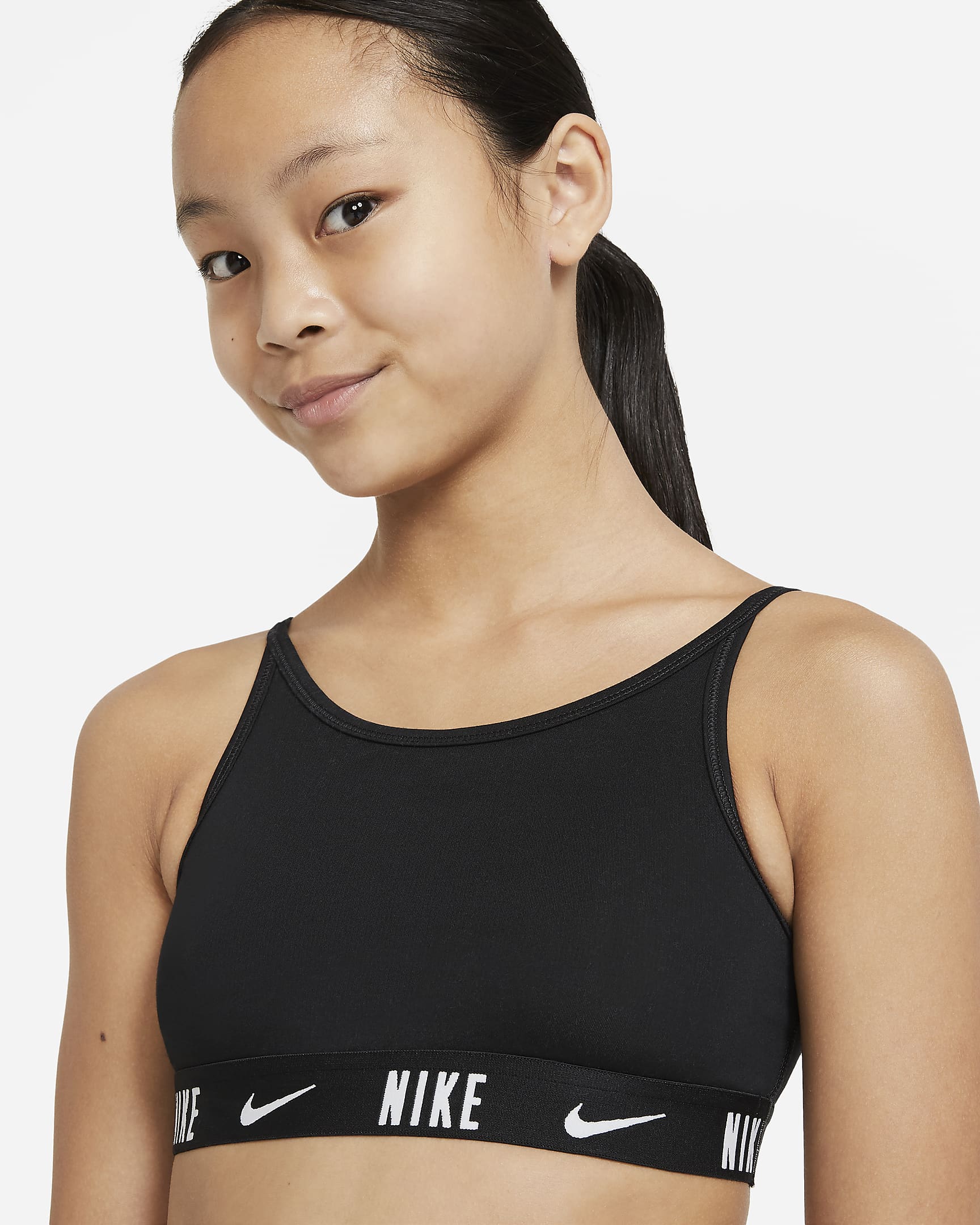 Nike Trophy Big Kids' (Girls') Sports Bra - Black/Black/White