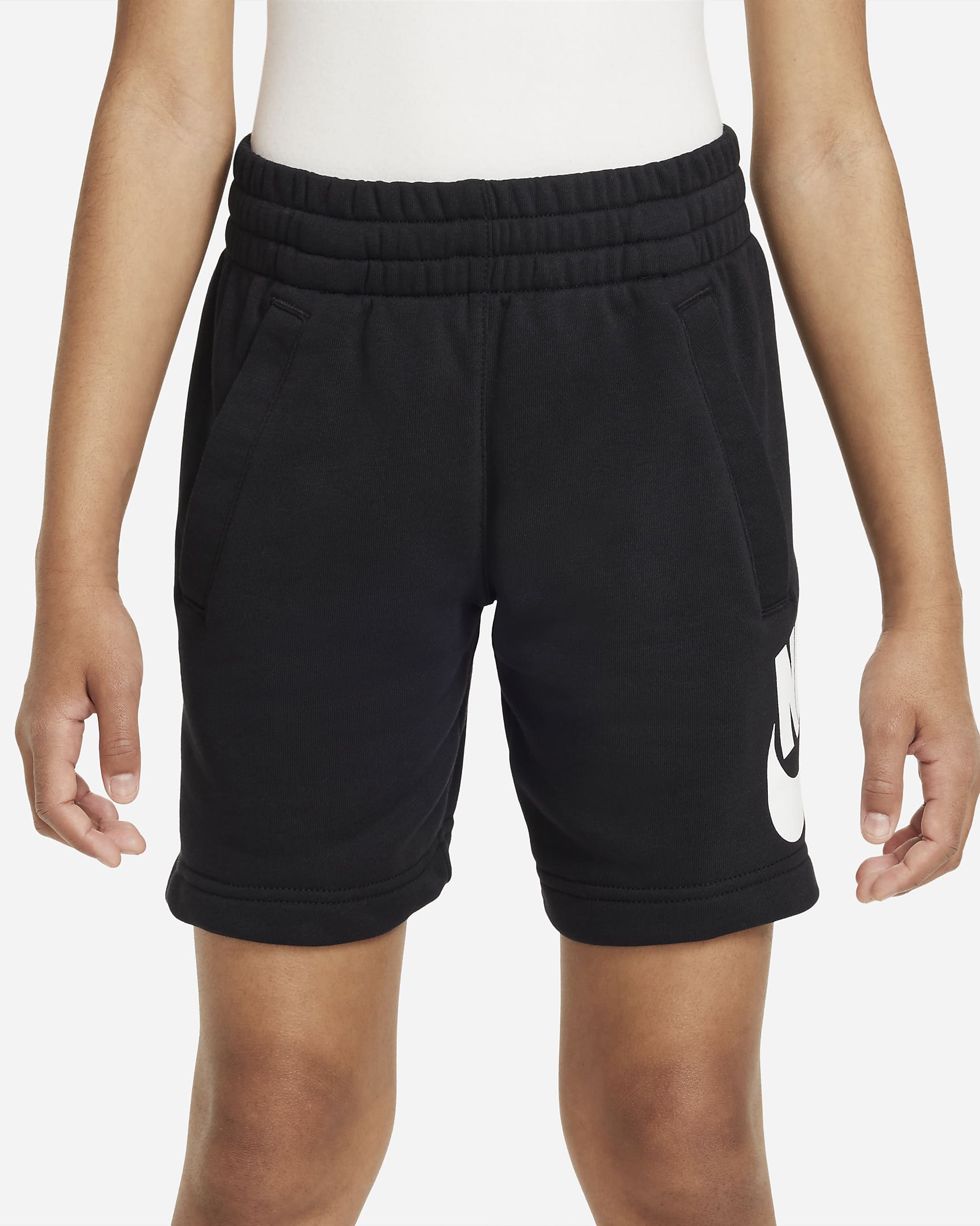 Shorts de French Terry para niños talla grande Nike Sportswear Club Fleece - Negro/Blanco