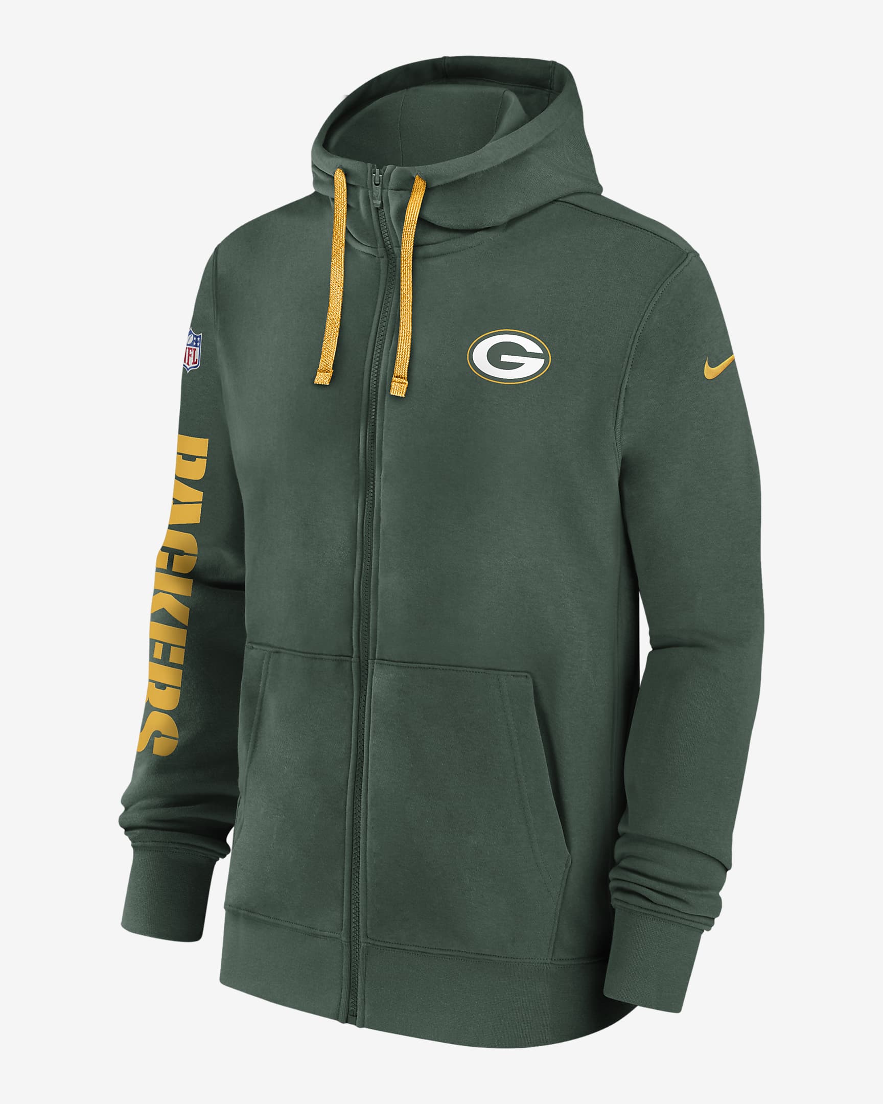 Green Bay Packers Sideline Team Issue Club Men's Nike Full Zip Hoodie - Green