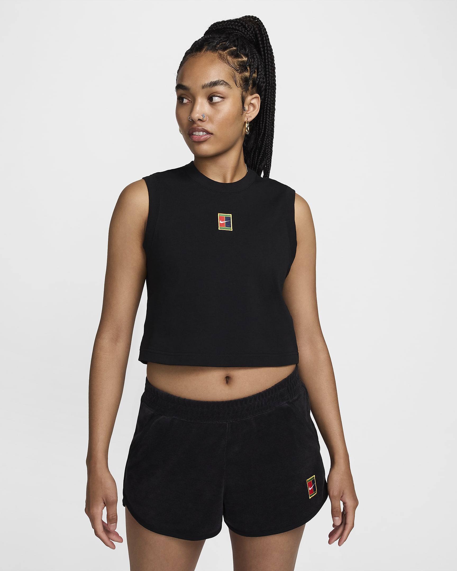 Canotta corta da tennis NikeCourt Heritage – Donna - Nero