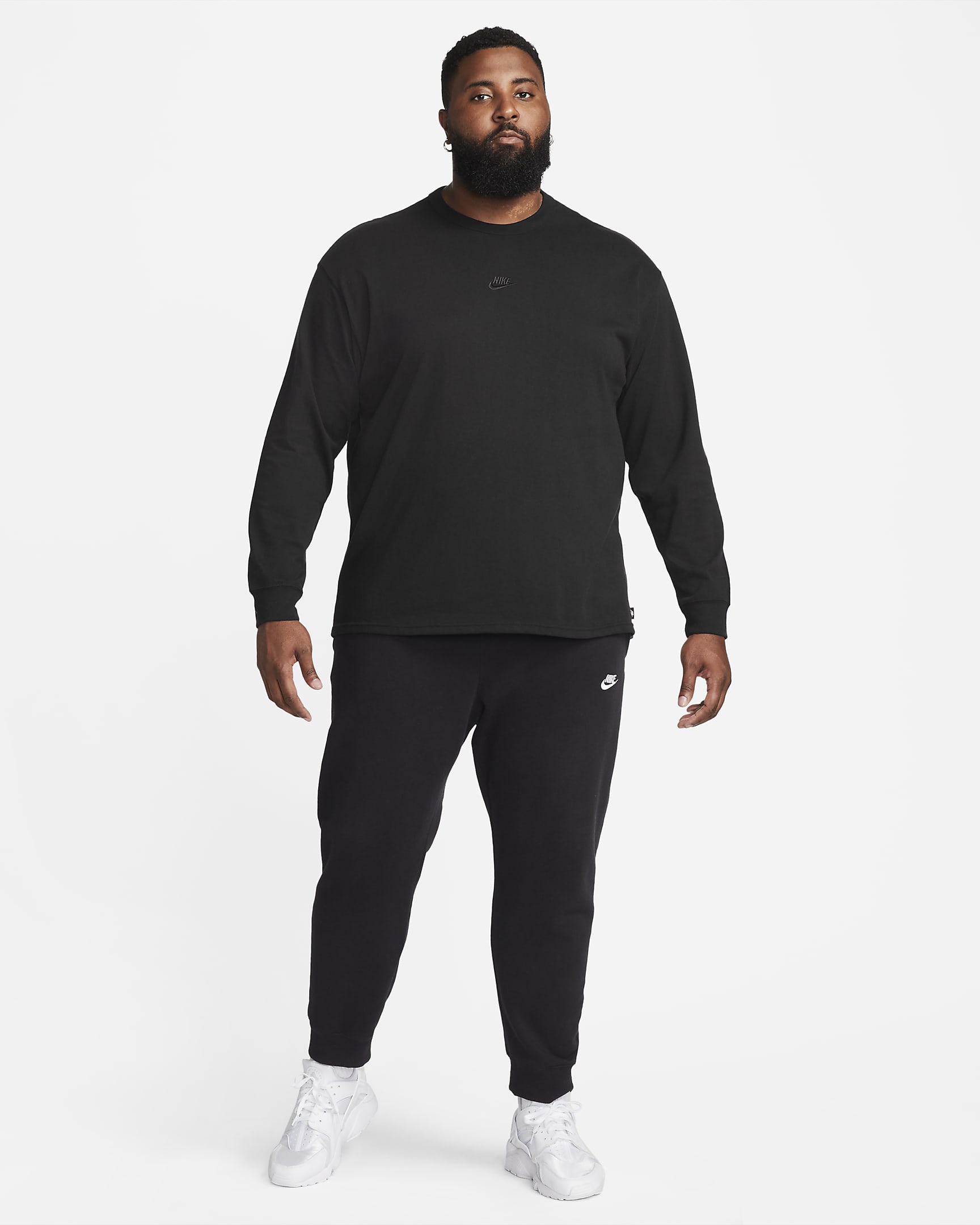 Tee-shirt à manches longues Nike Sportswear Premium Essentials pour Homme - Noir/Noir