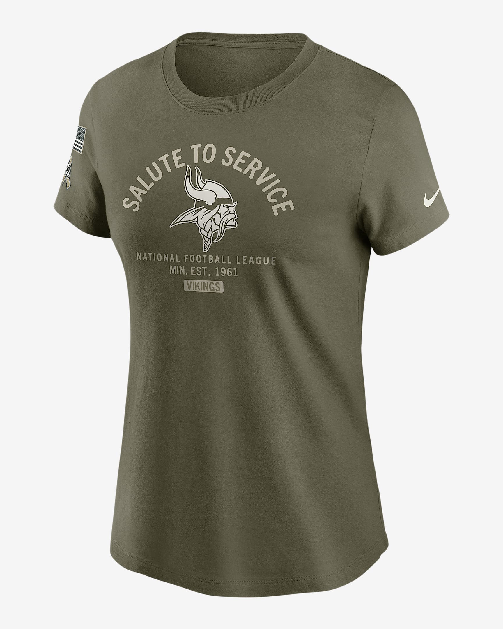 Minnesota Vikings Salute to Service Sideline Women's Nike NFL T-Shirt - Olive