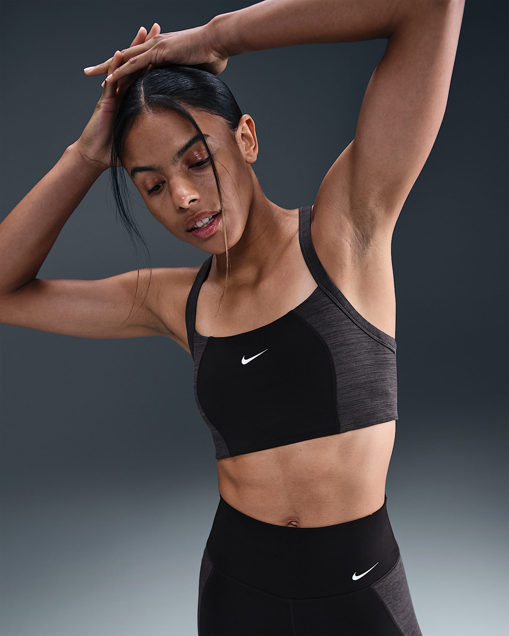 Nike One Women's Light-Support Padded Sports Bra - Black/Dark Shadow/Heather/White