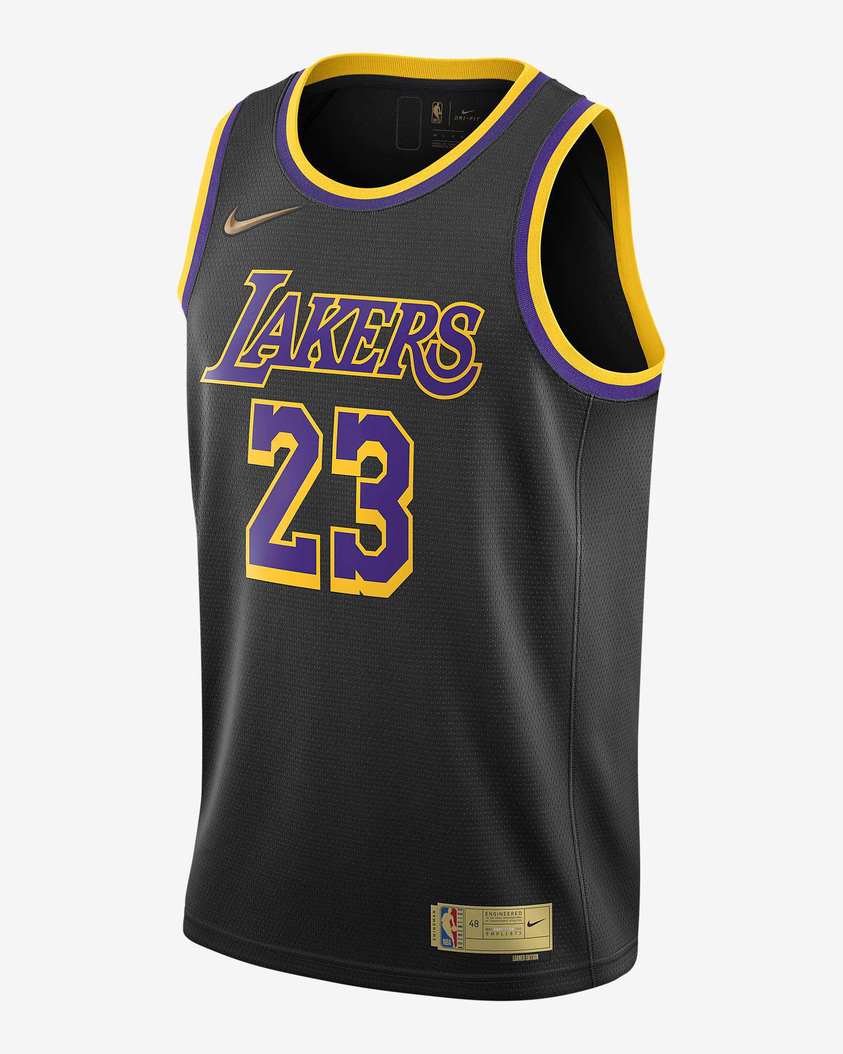 LeBron James Lakers Earned Edition Men's Nike NBA Swingman Jersey. Nike JP
