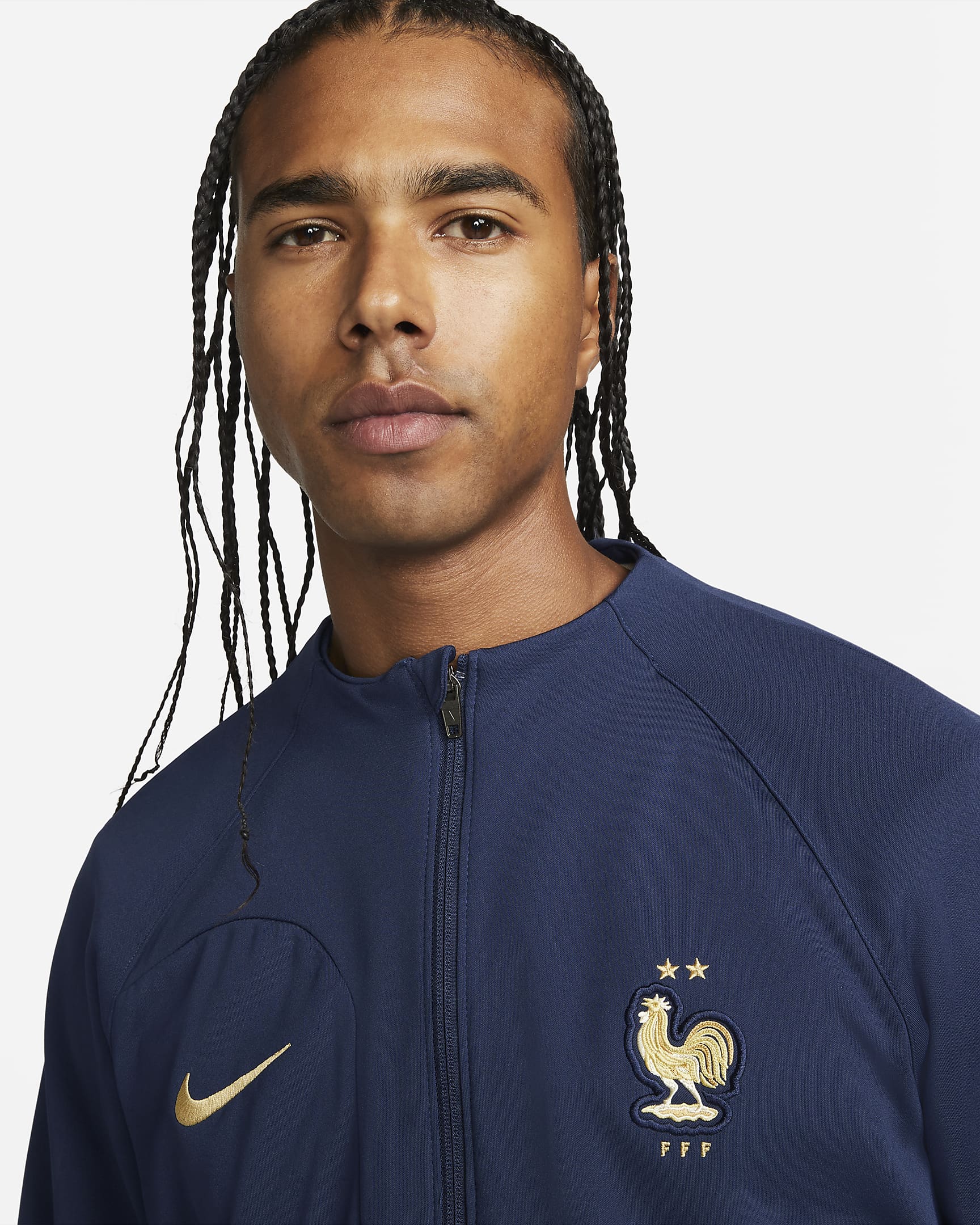 FFF Academy Pro Men's Knit Football Jacket - Midnight Navy/Metallic Gold