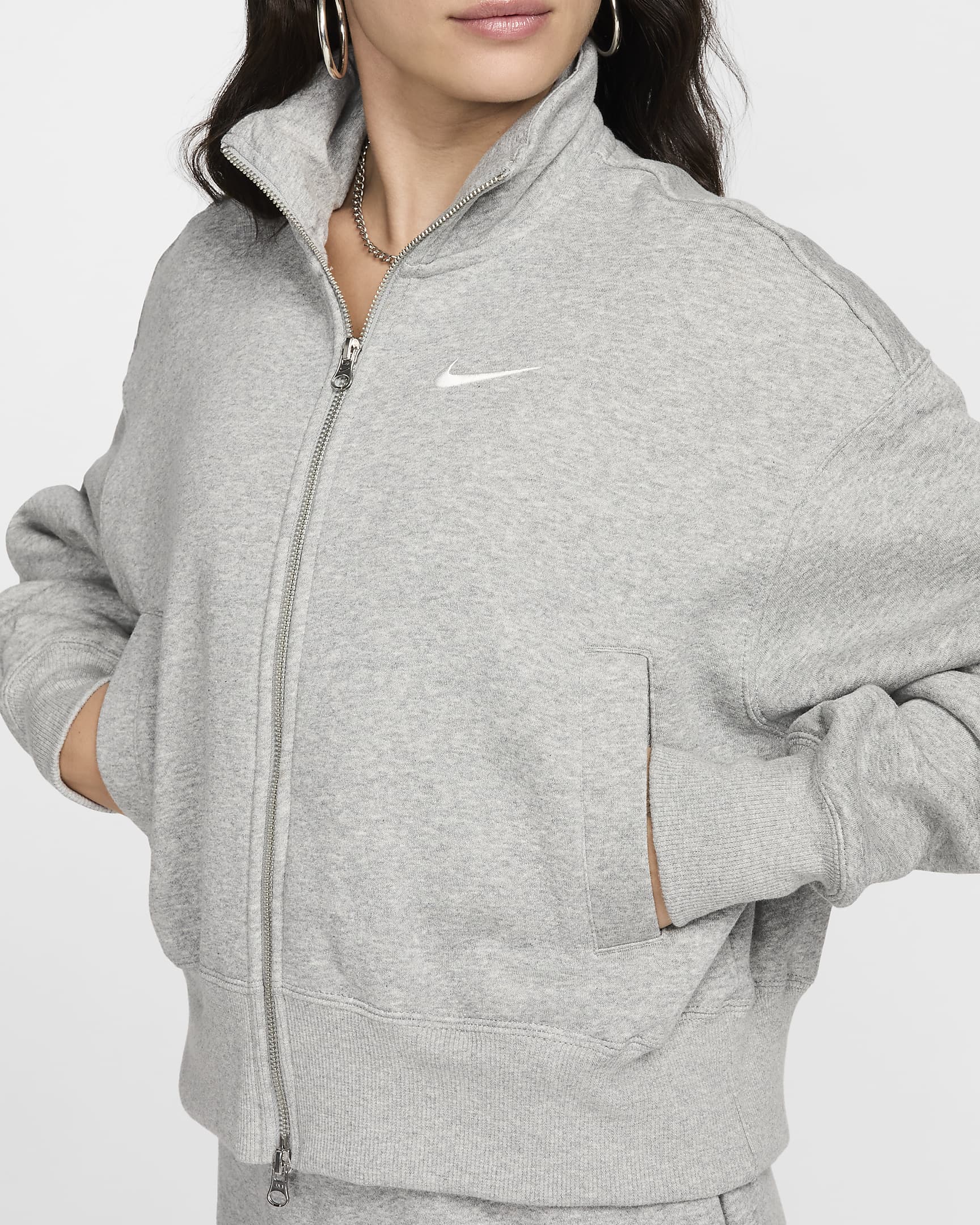 Nike Sportswear Phoenix Fleece Women's Oversized Track Jacket - Dark Grey Heather/Sail