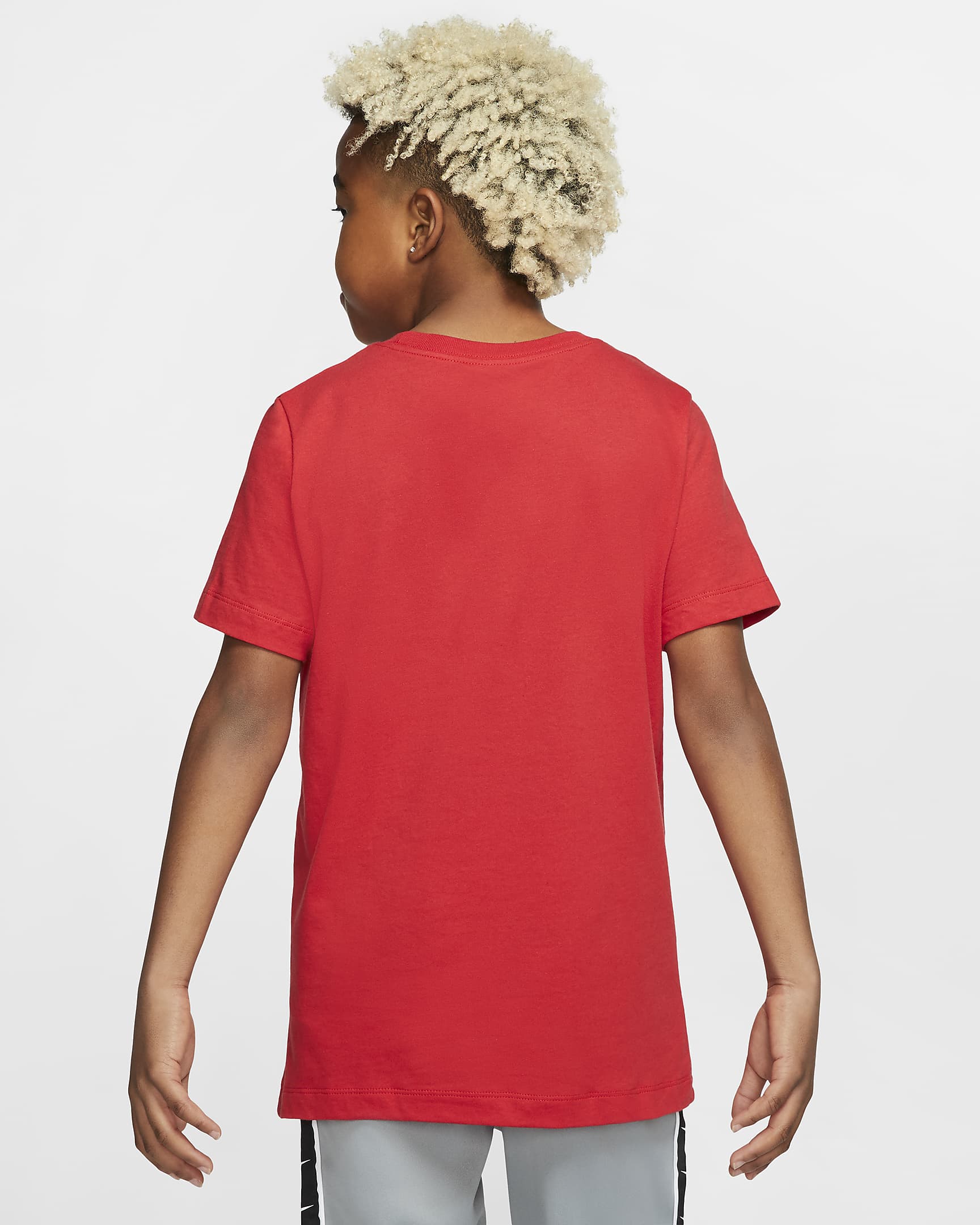 Nike Sportswear Older Kids' Cotton T-Shirt - University Red/White/Black