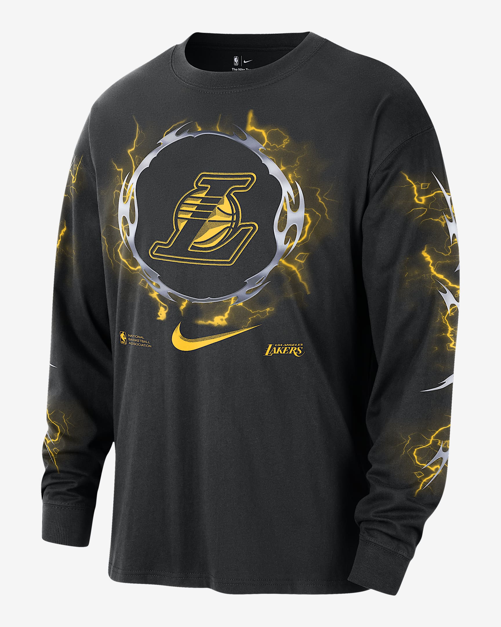Los Angeles Lakers Courtside Men's Nike NBA Long-Sleeve T-Shirt - Black