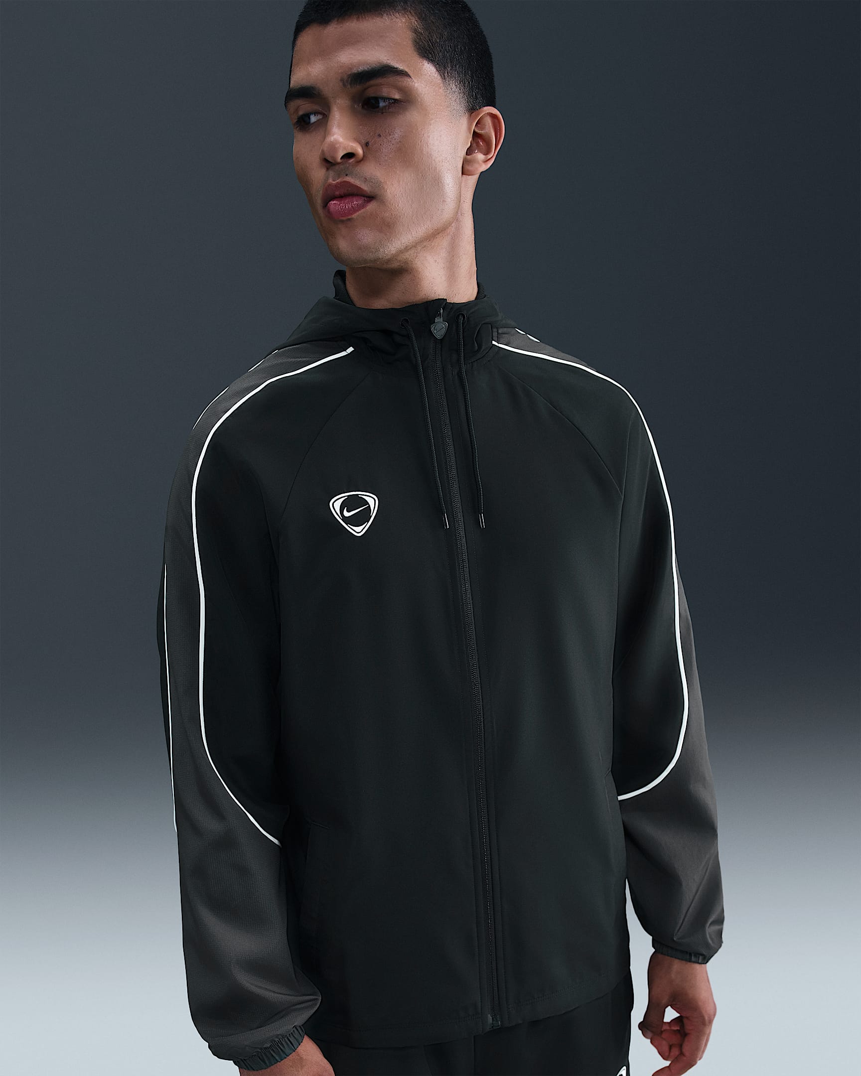 Nike Academy+ Men's Repel Football Woven Jacket - Black/Anthracite/White/White