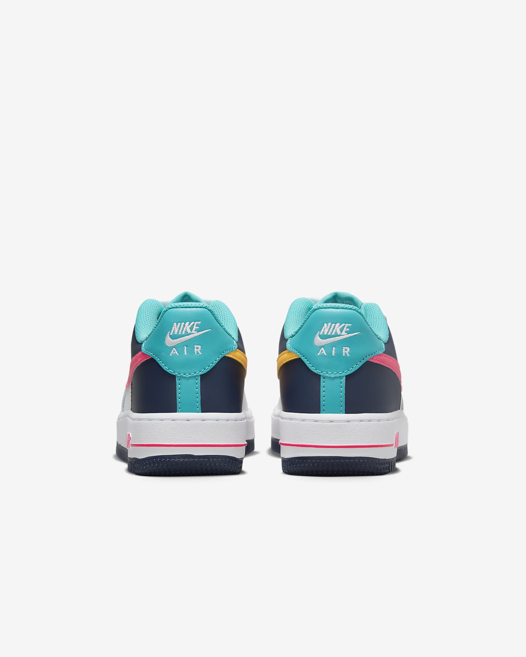 Nike Air Force 1 Older Kids' Shoes - White/Thunder Blue/Dusty Cactus/Racer Pink