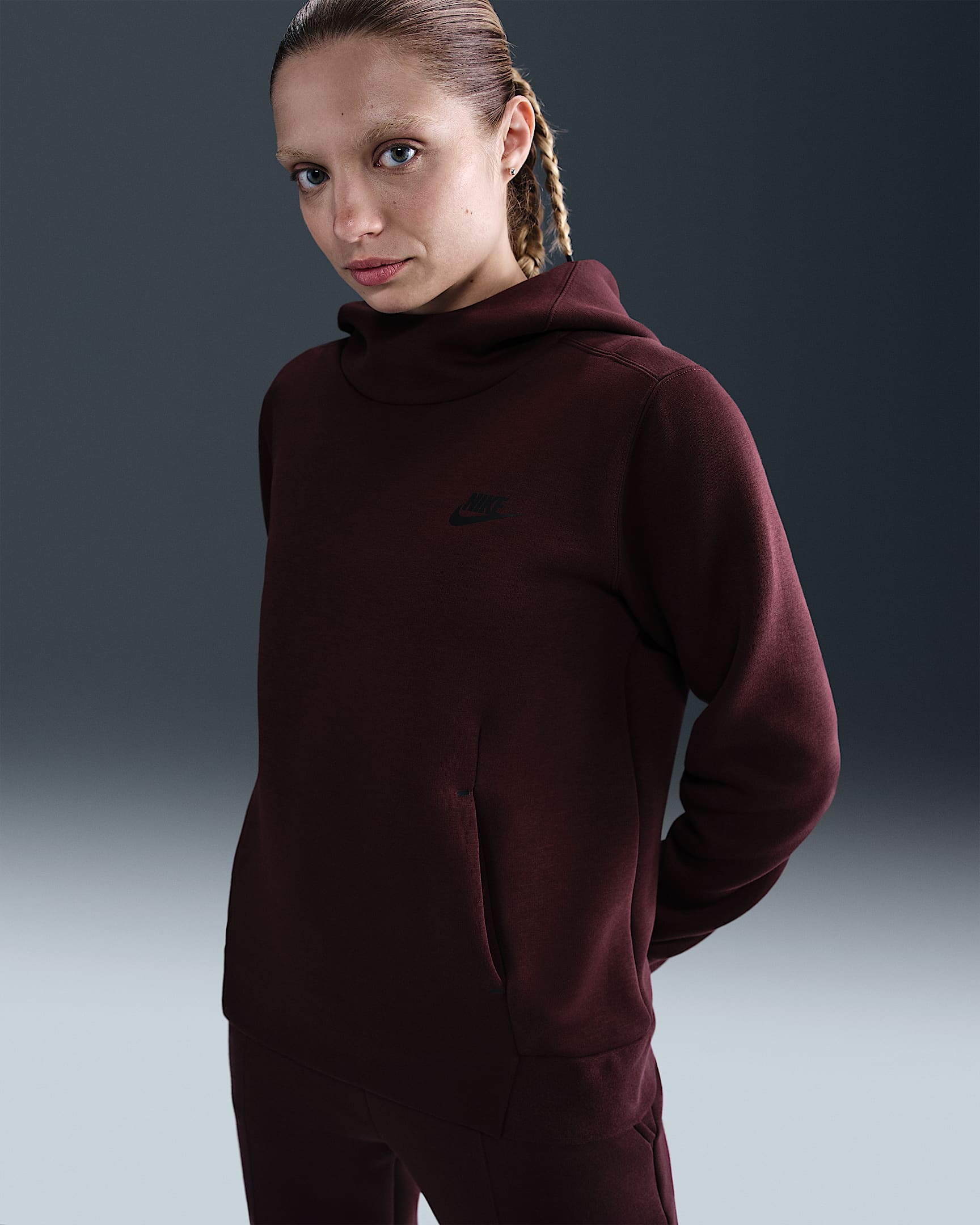 Nike Sportswear Tech Fleece Women's Hoodie - Burgundy Crush/Black