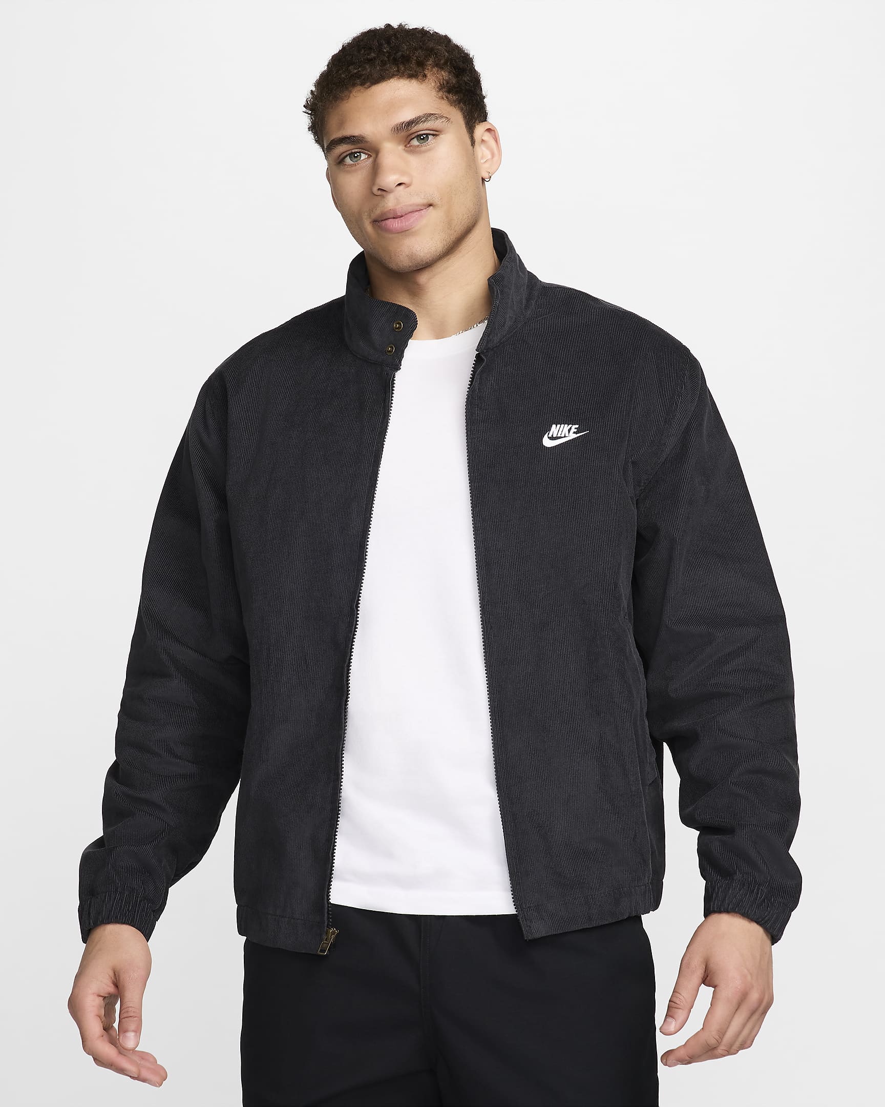 Nike Sportswear Club Men's Corduroy Harrington Jacket - Black/White