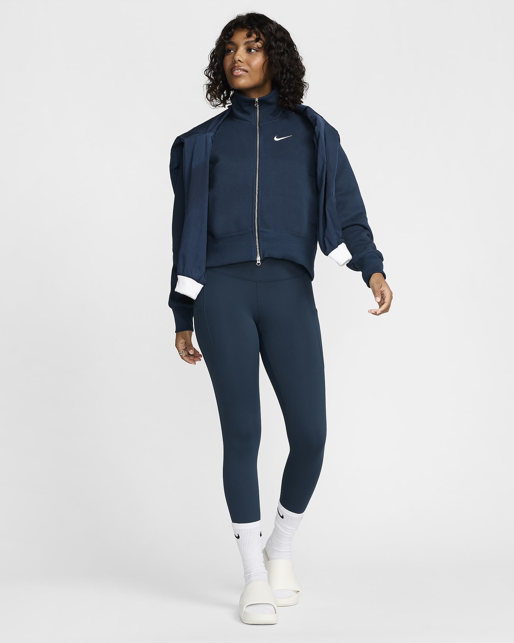 Nike One Women's High-Waisted 7/8 Leggings with Pockets - Armory Navy/Black