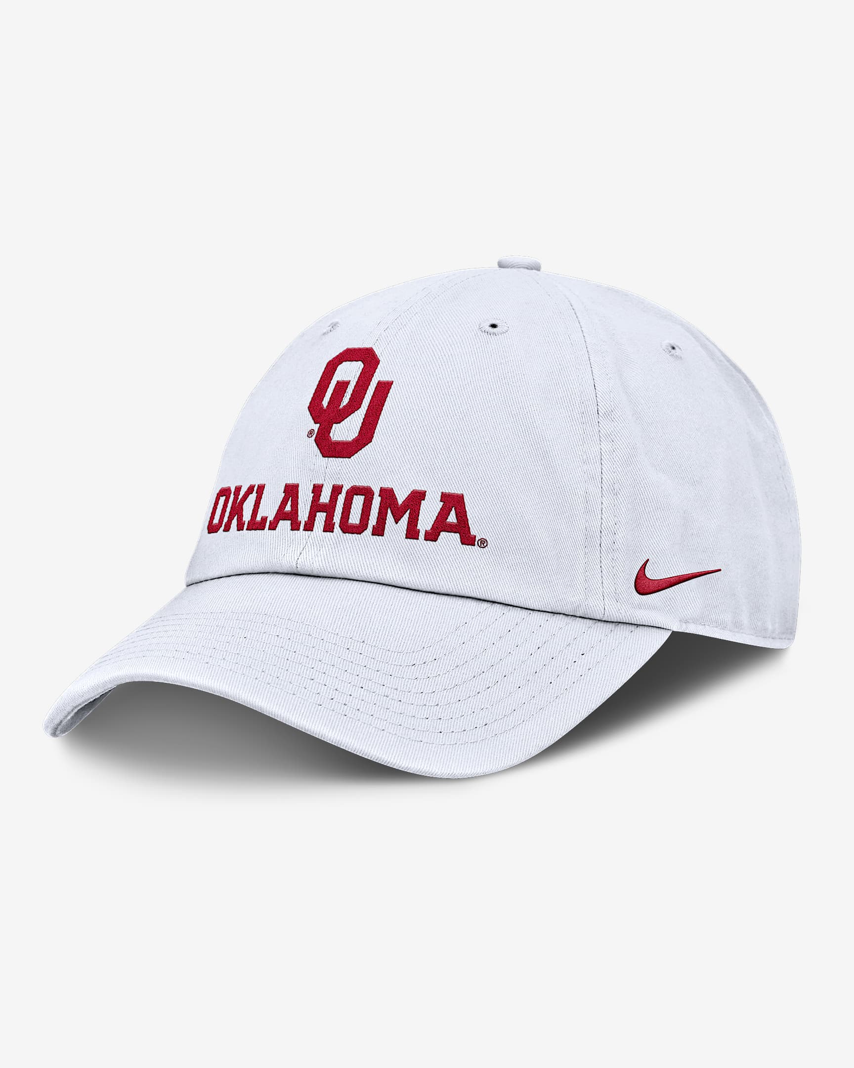 Gorra universitaria Nike ajustable para hombre Oklahoma Sideline Club Gameday - Blanco