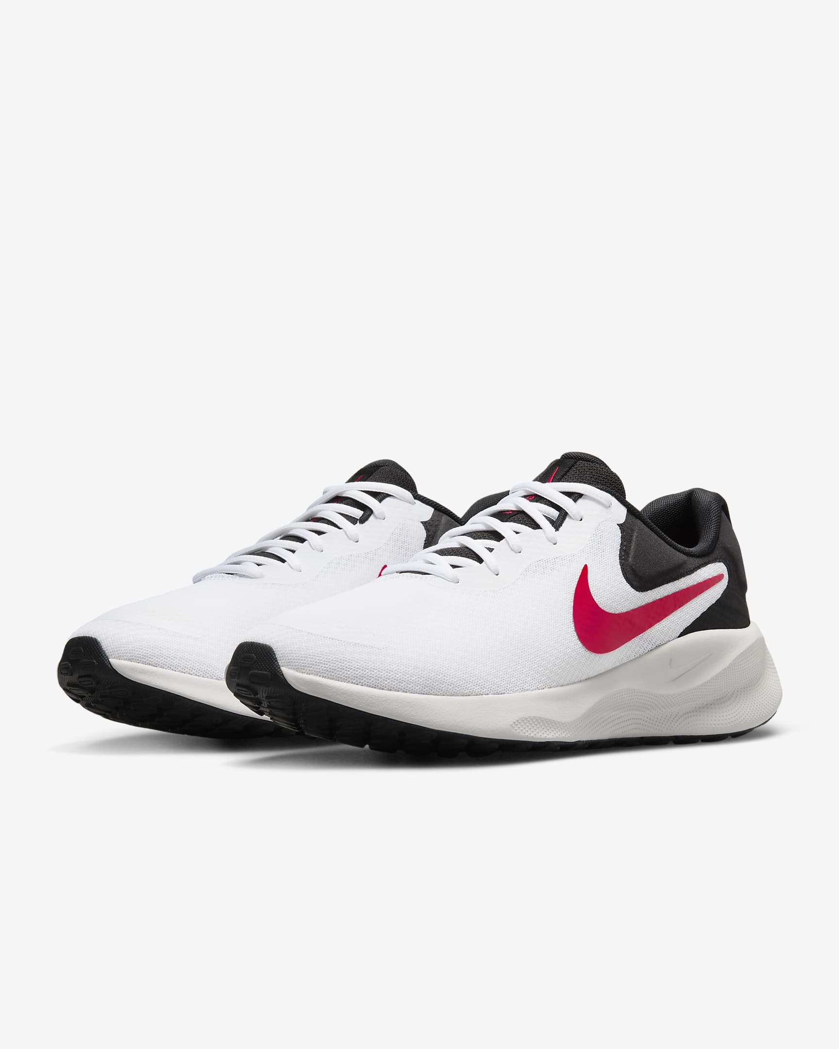 รองเท้าวิ่งโร้ดรันนิ่งผู้ชาย Nike Revolution 7 - ขาว/ดำ/Photon Dust/Fire Red