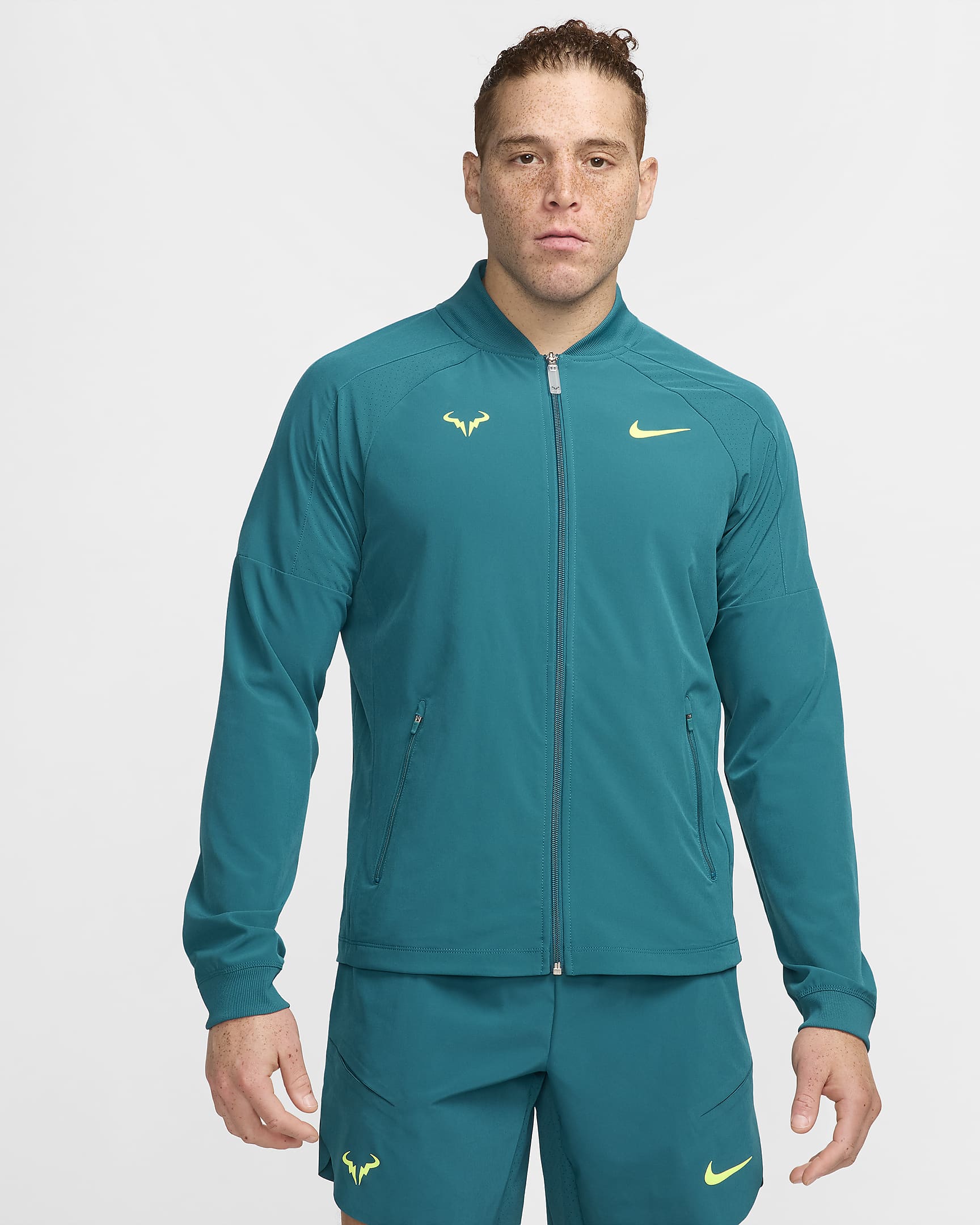 Nike Dri-FIT Rafa Herren-Tennisjacke - Geode Teal/Volt