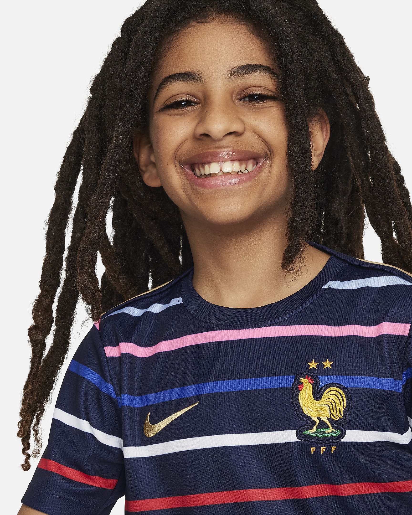 FFF Academy Pro Home Older Kids' Nike Dri-FIT Football Pre-Match Top - Blackened Blue/Club Gold