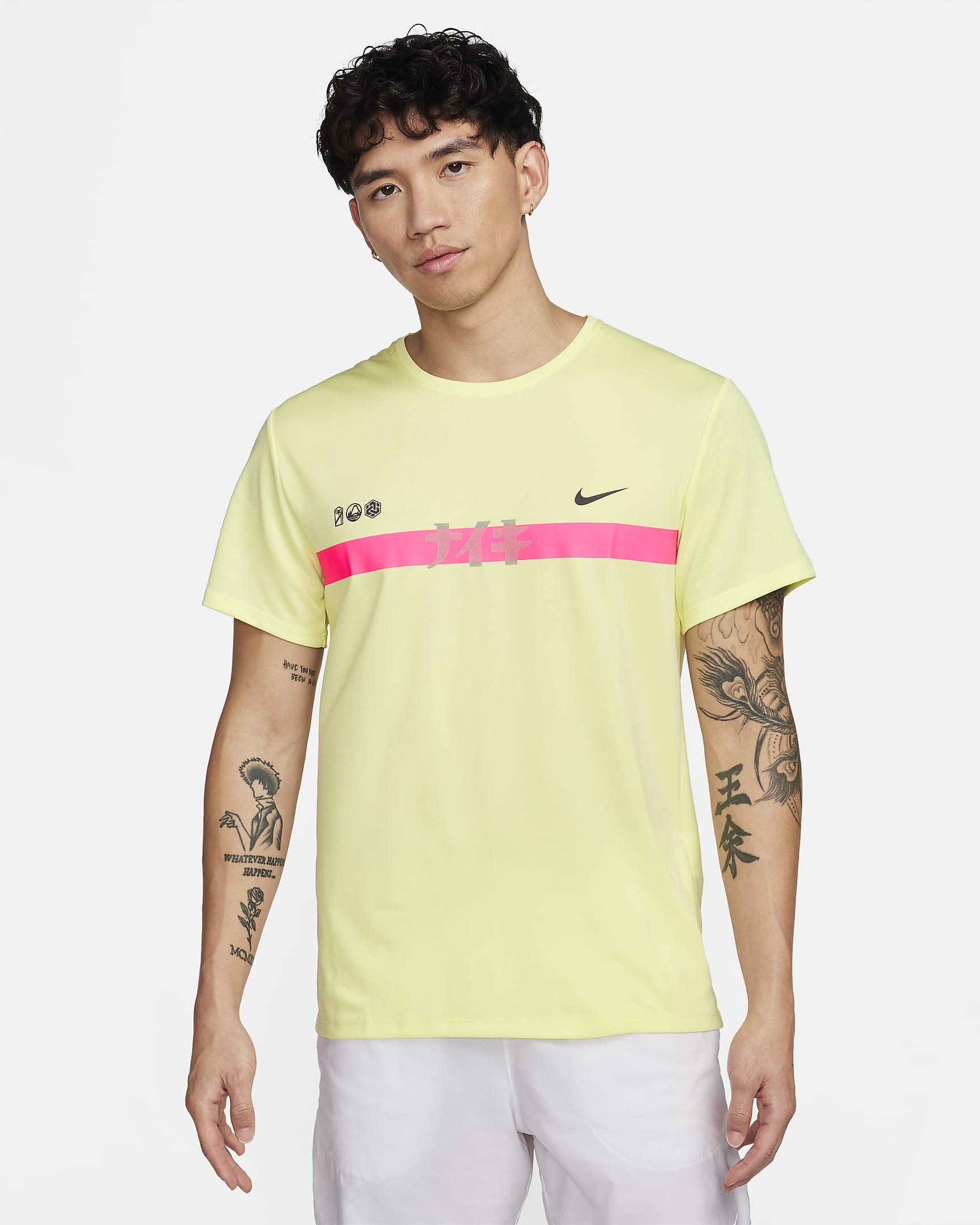 ナイキ マイラー メンズ Dri-FIT UV ショートスリーブ ランニングトップ - ルミナスグリーン/ハイパーピンク/ハイパーピンク/ミディアムアッシュ