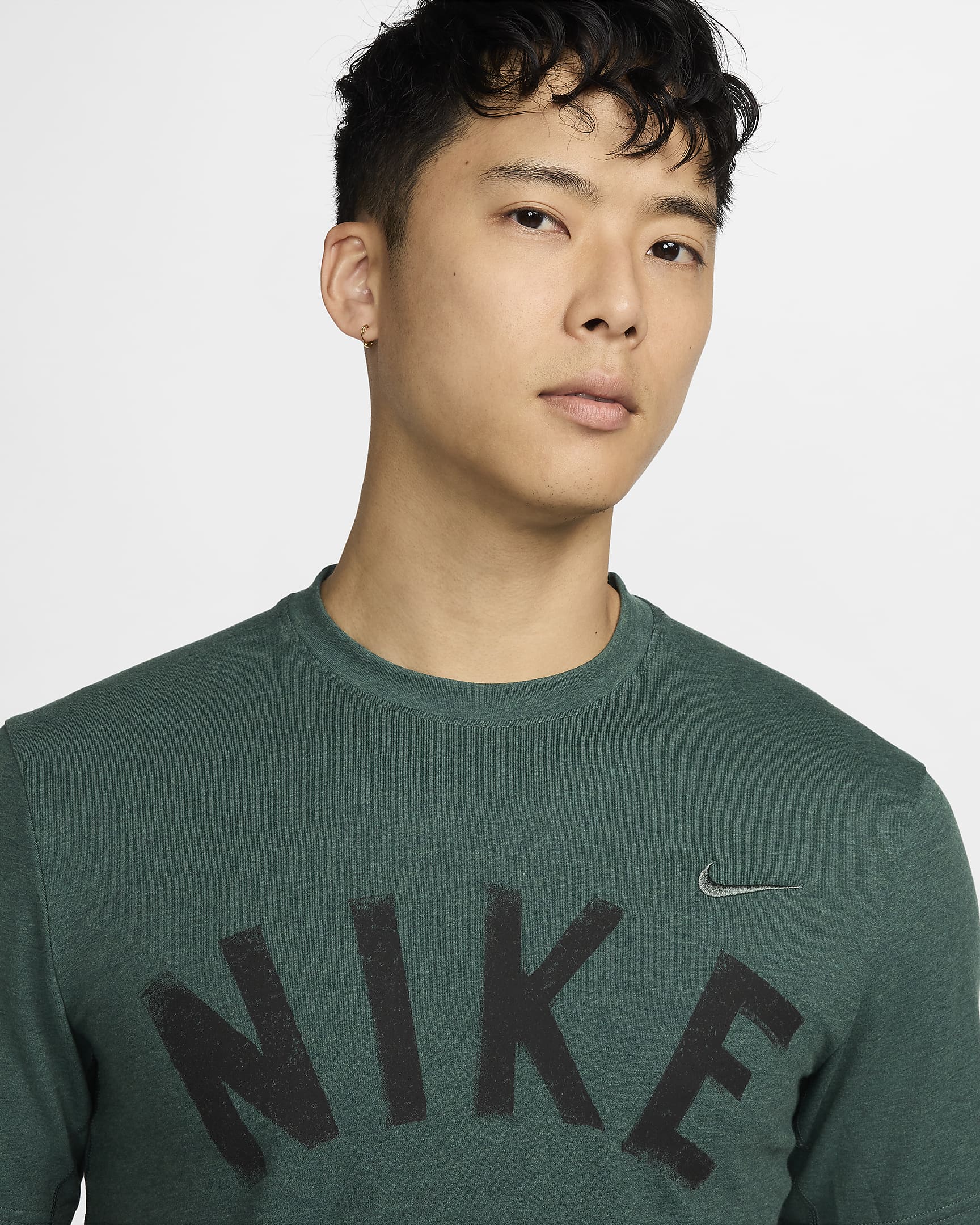 Nike Primary Swoosh Men's Dri-FIT Short-Sleeve Versatile Top - Vintage Green/Bicoastal/Heather/Black