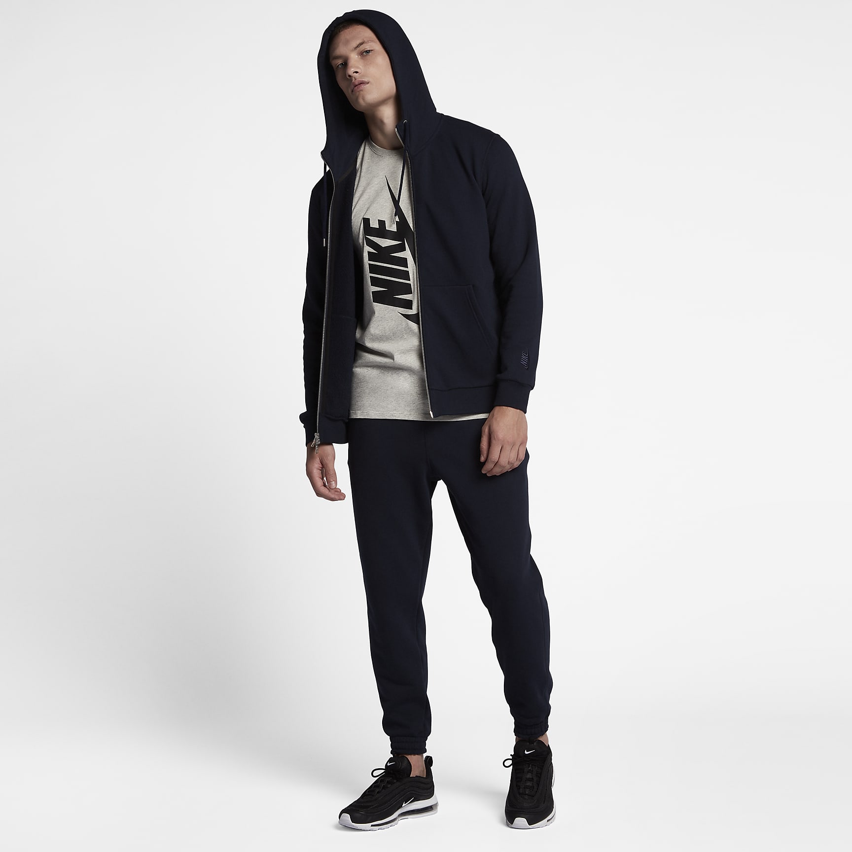 Sweat à capuche NikeLab Made In Italy Full Zip pour Homme - Dark Obsidian/Dark Obsidian