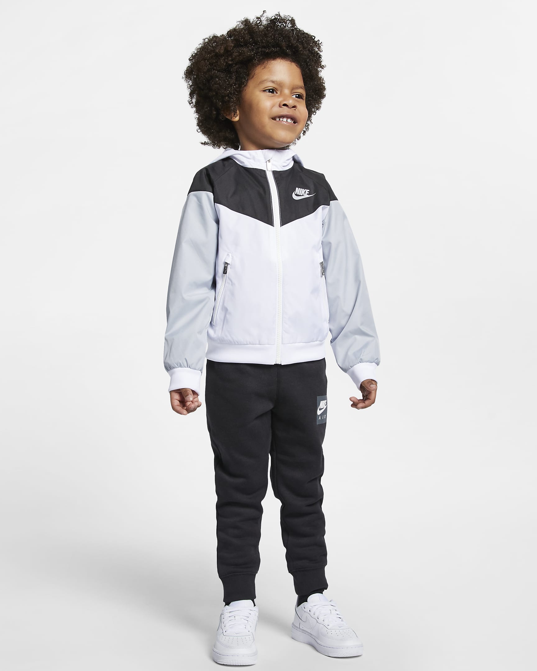 Chamarra infantil con cierre completo Nike Sportswear Windrunner - Blanco