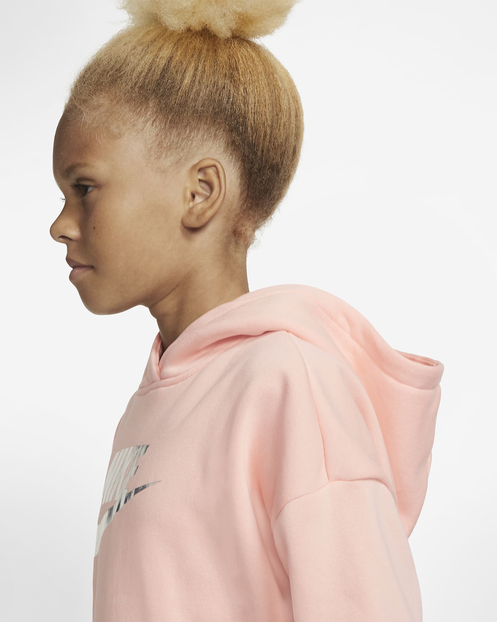 Nike Sportswear Older Kids' (Girls') Cropped Hoodie - Bleached Coral