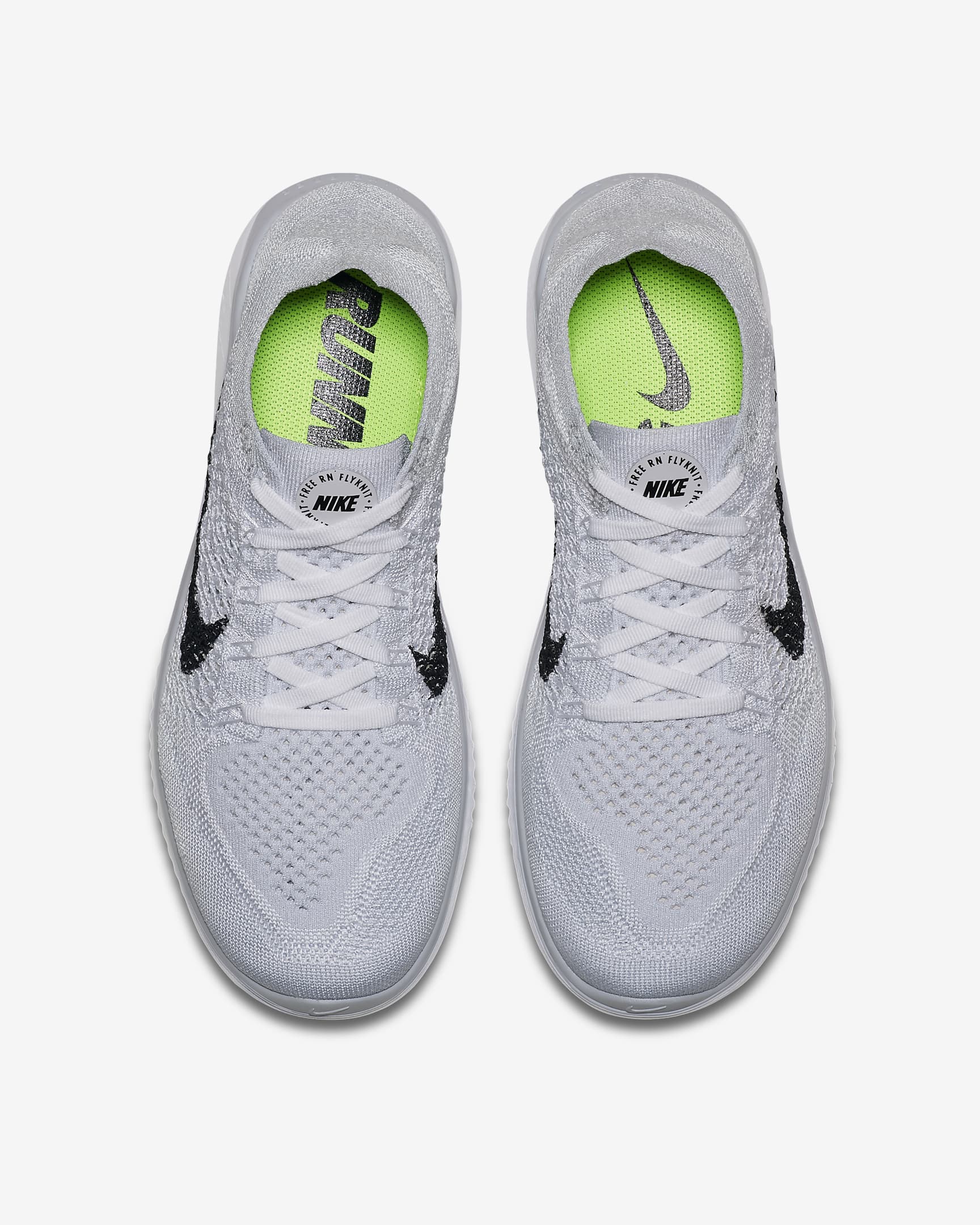 Nike Free Run Flyknit 2018 Women's Running Shoes - White/Pure Platinum/Black
