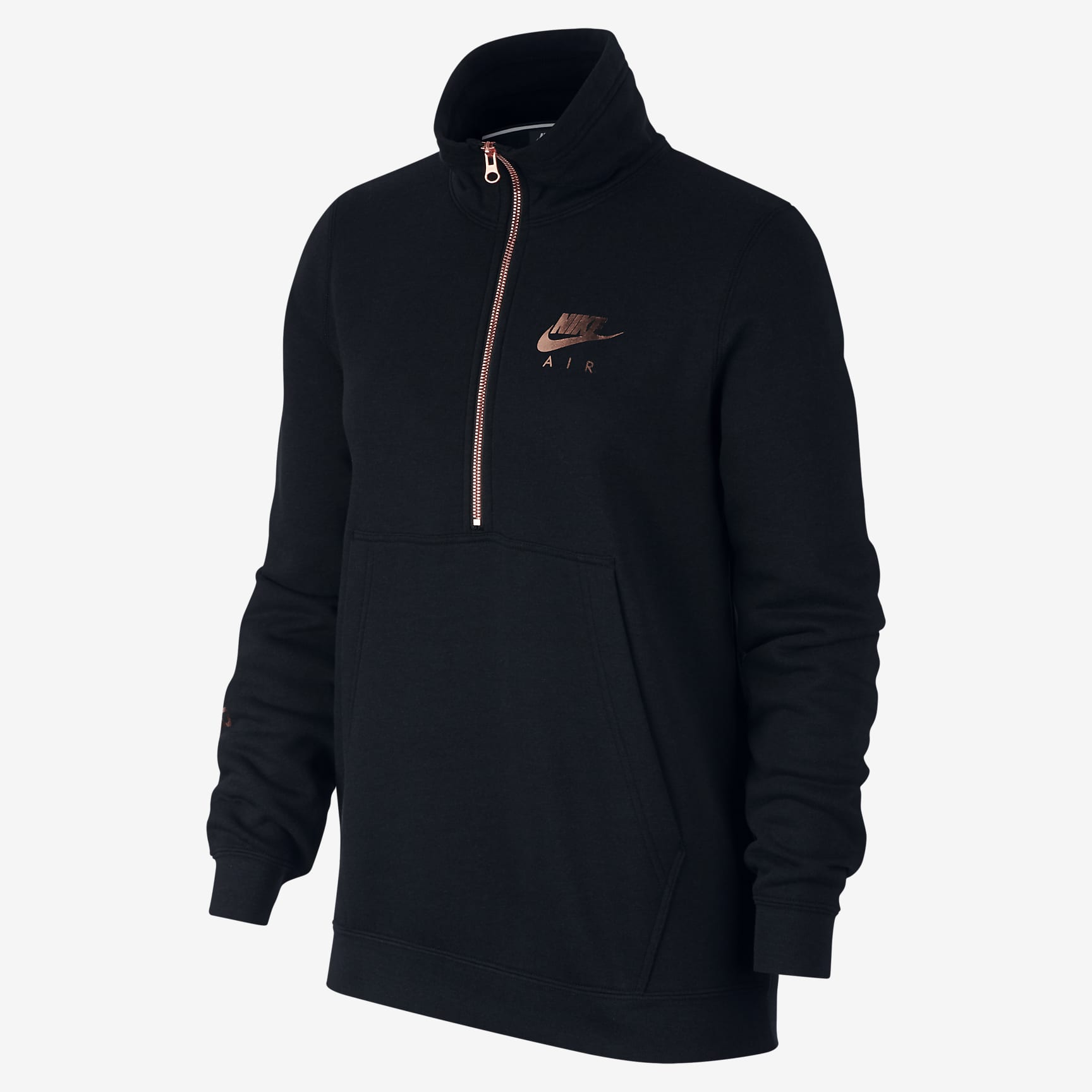 Haut à demi-zip en tissu Fleece Nike Air pour Femme - Noir/Rose Gold