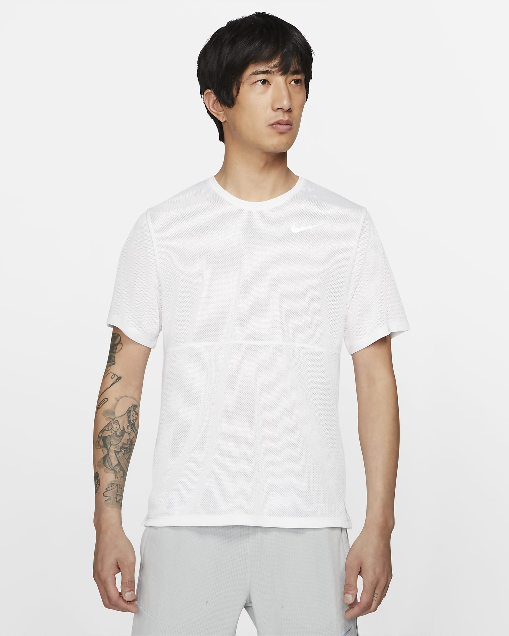 Nike Breathe Men's Running Top - White/White