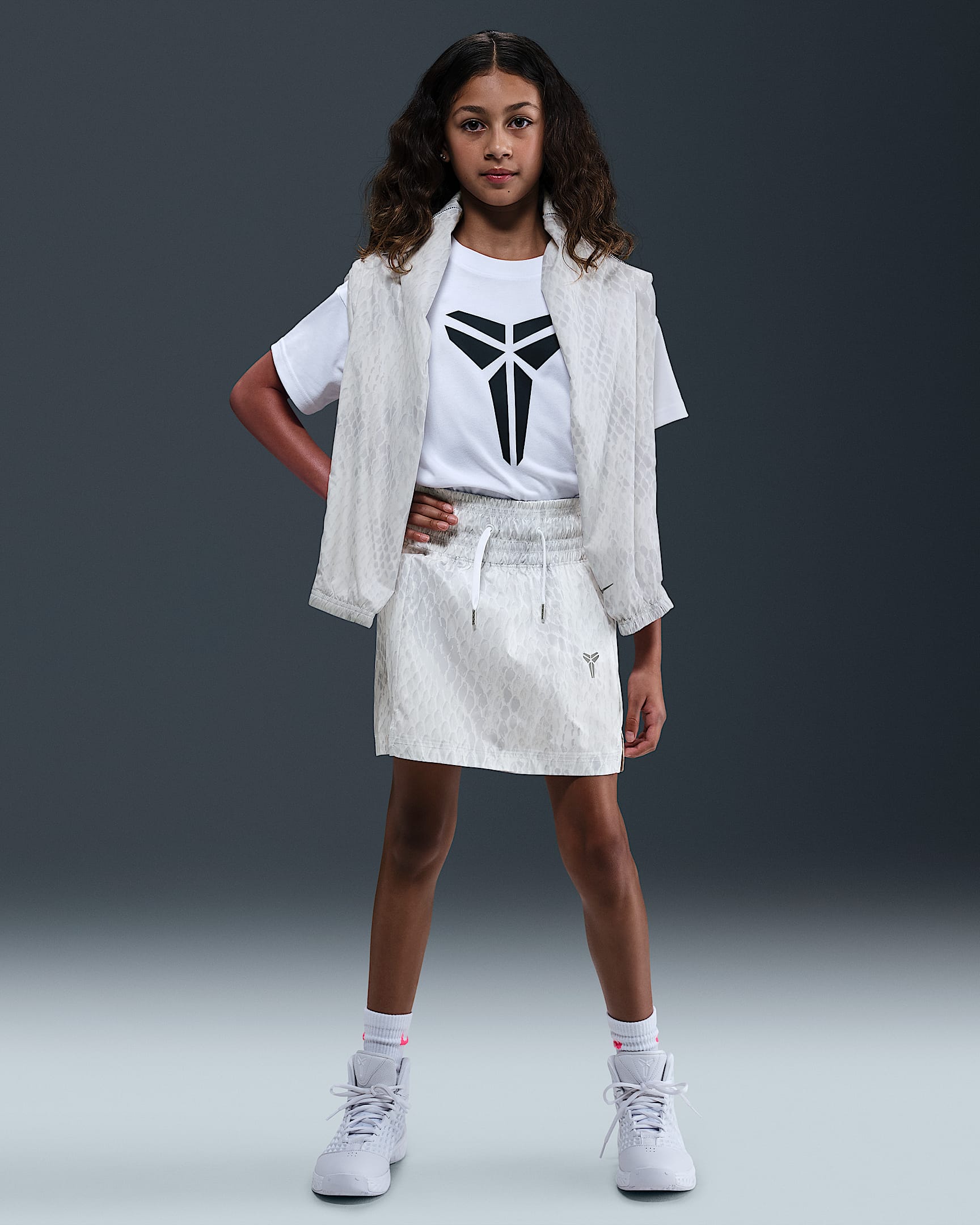 Falda de tejido Woven ligera para niña talla grande Kobe - Blanco