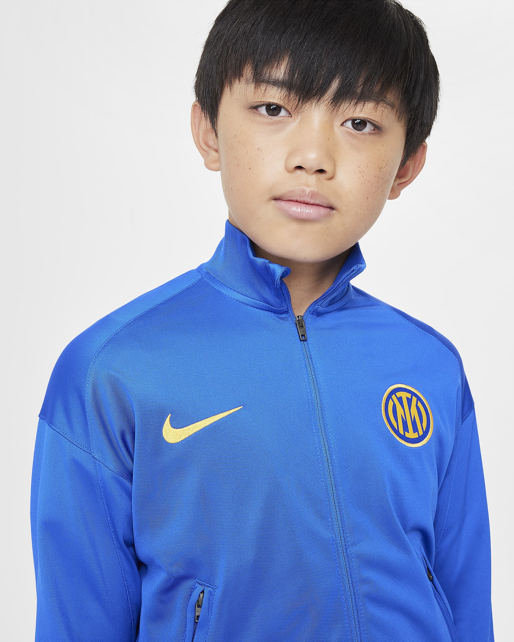 Inter Milan Strike Third Older Kids' Nike Dri-FIT Football Knit Tracksuit - Lyon Blue/Blackened Blue/University Gold/University Gold