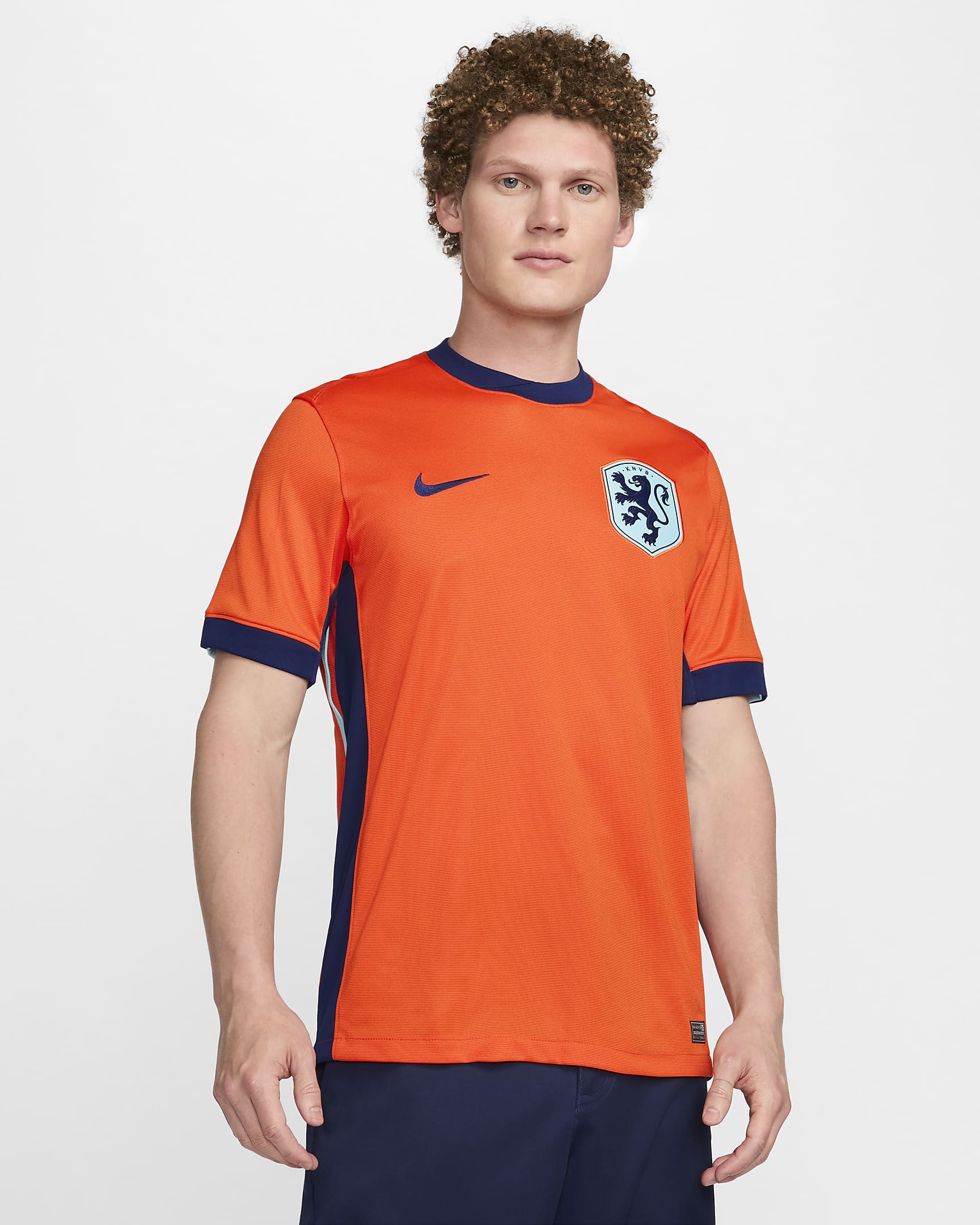 Netherlands (Women's Team) 2024/25 Stadium Home Men's Nike Dri-FIT Football Replica Shirt - Safety Orange/Blue Void/Copa/Blue Void