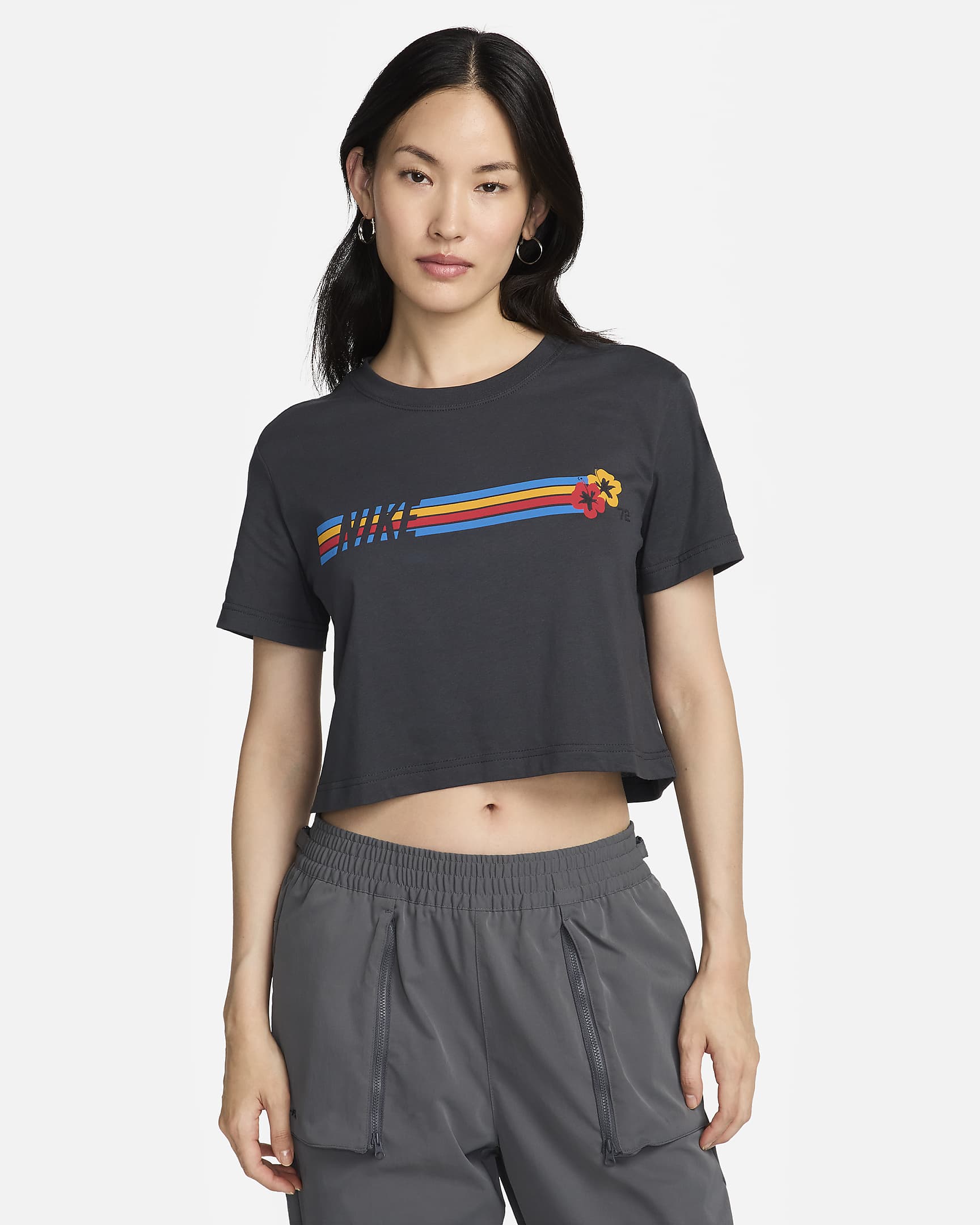 Nike Sportswear Women's Cropped T-Shirt - Dark Smoke Grey/Dark Smoke Grey