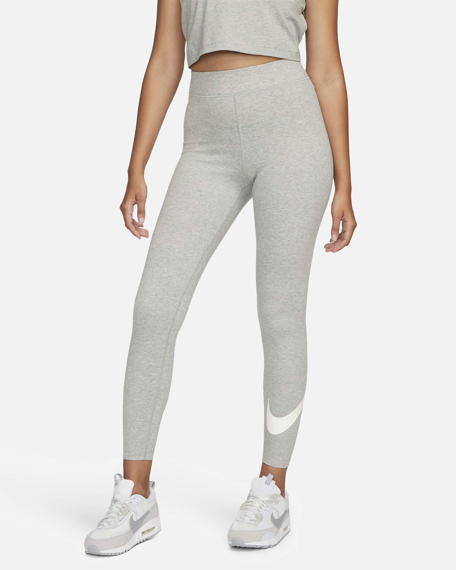 Leggings de cintura alta con gráficos para mujer Nike Sportswear Classics - Gris oscuro jaspeado/Vela