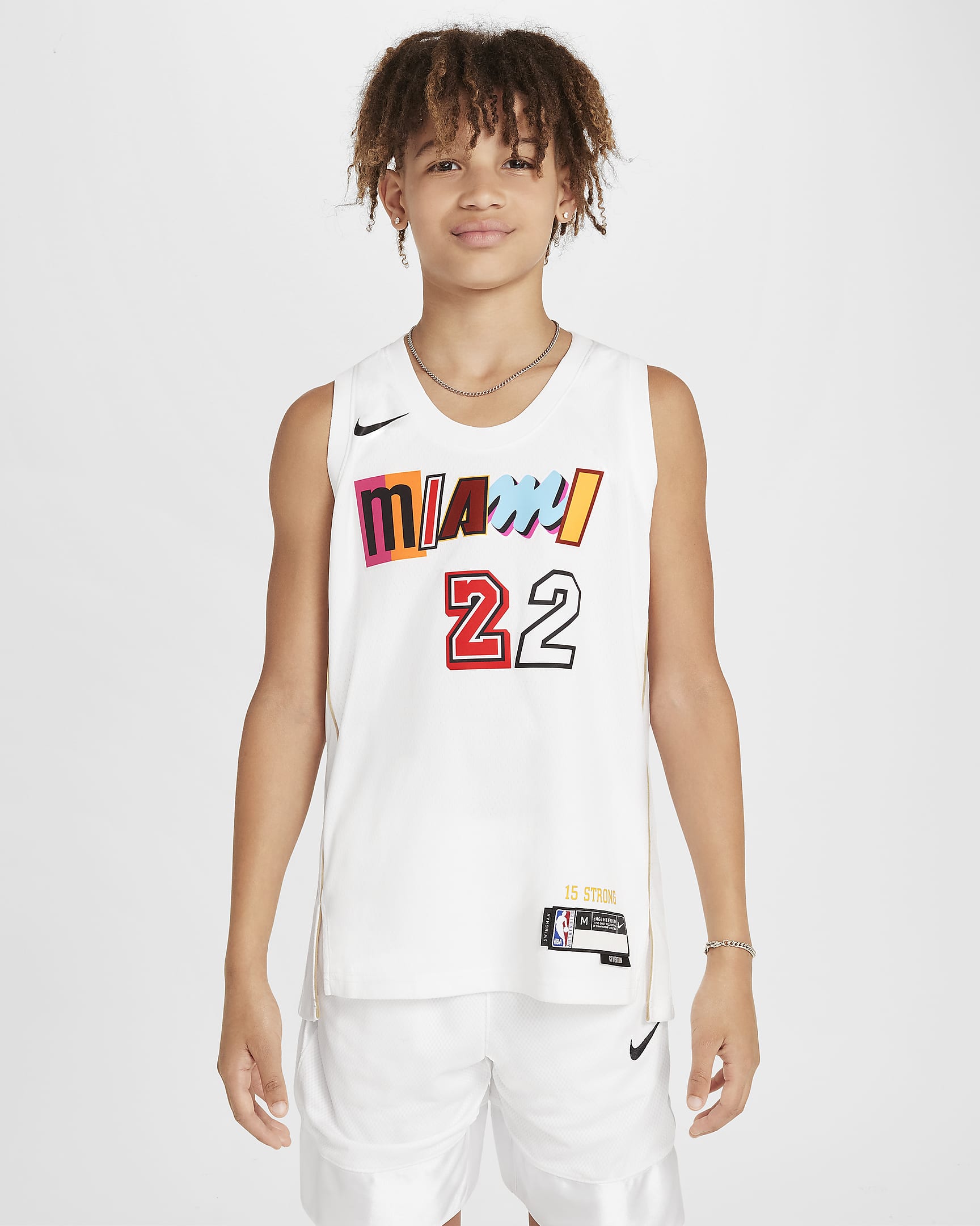 Jimmy Butler Miami Heat City Edition Nike Dri-FIT NBA Swingman Trikot für ältere Kinder - Weiß