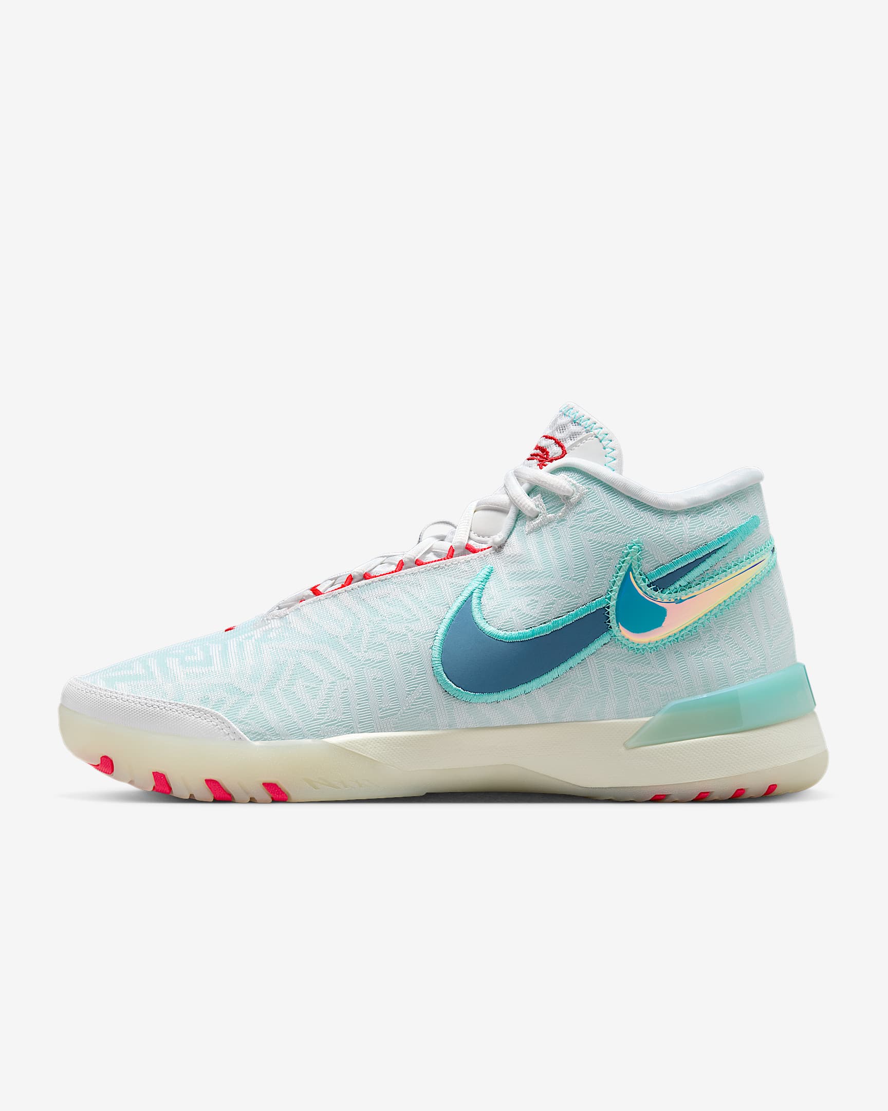 LeBron NXXT Genisus basketbalschoenen - Wit/Aurora Green/Siren Red/Aegean Storm
