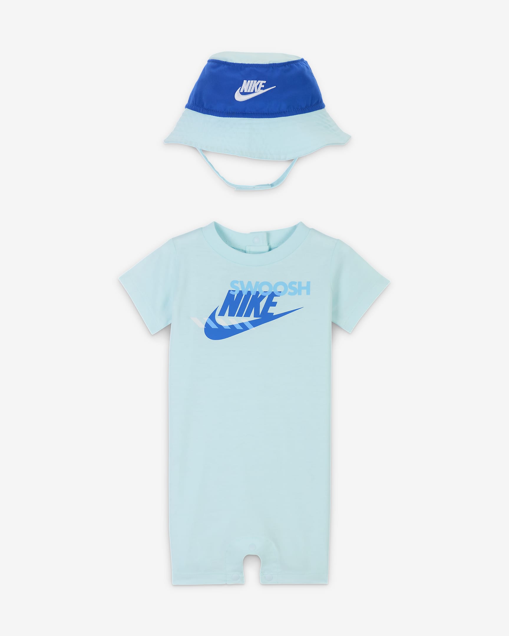 Nike Sportswear PE Baby (0-9M) Romper and Bucket Hat Set - Glacier Blue