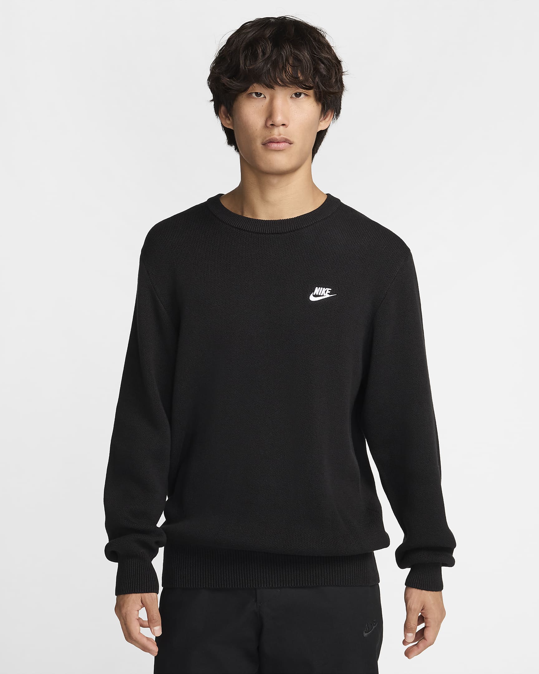 Nike Club Men's Crew-Neck Jumper - Black/White