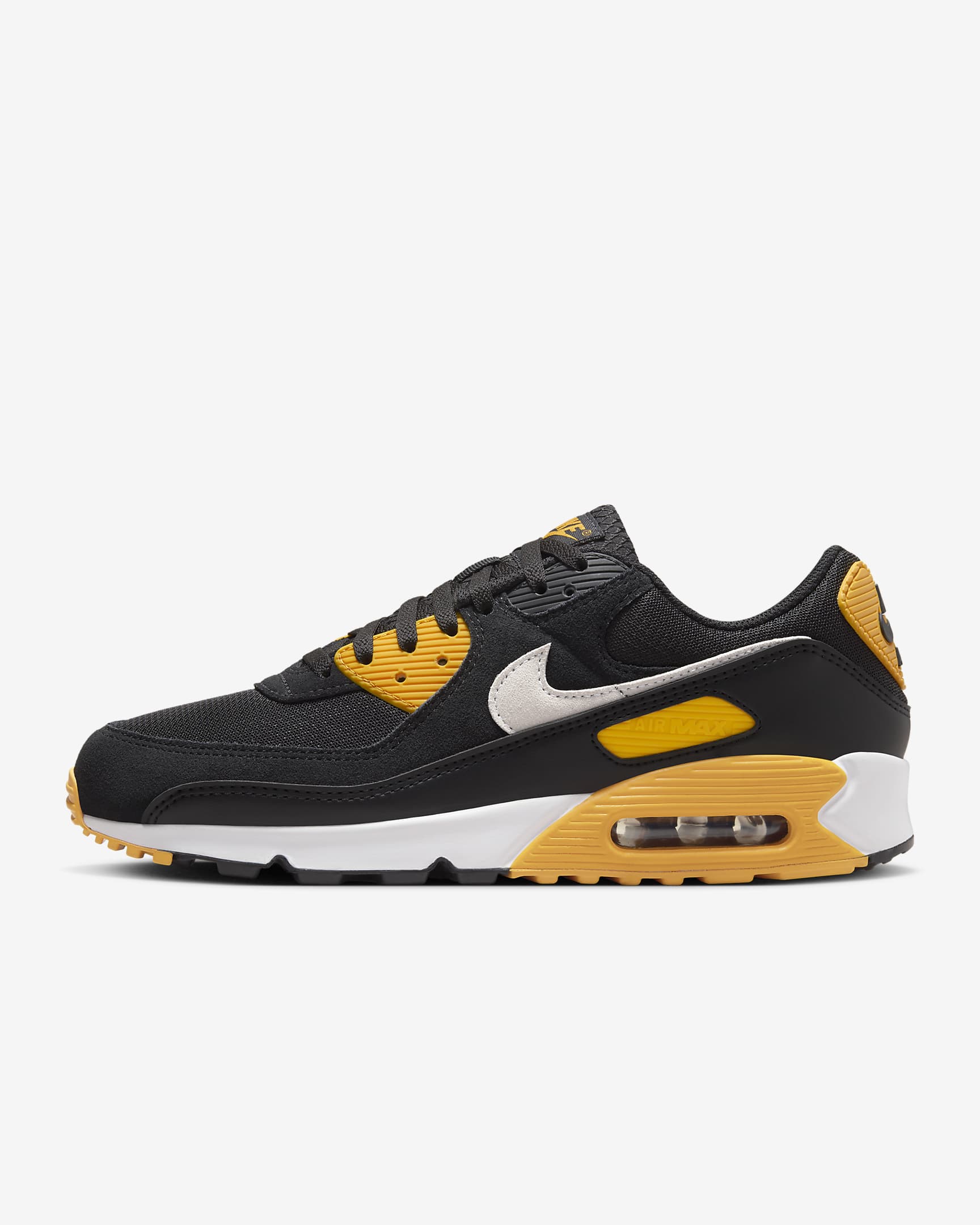 Nike Air Max 90 男鞋 - 黑色/University Gold/白色