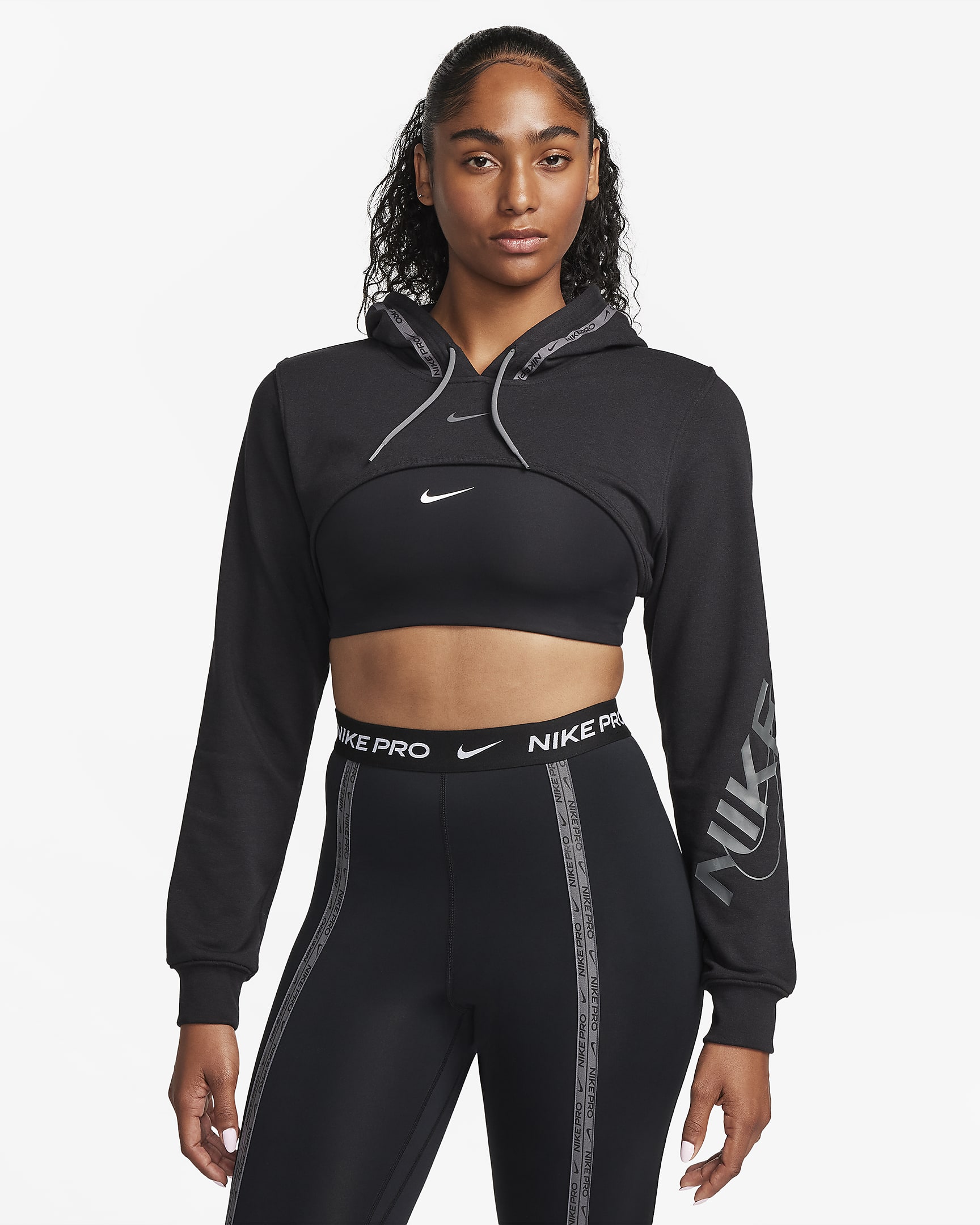 Nike Pro Dri-FIT Women's Cropped Graphic Hoodie. Nike.com